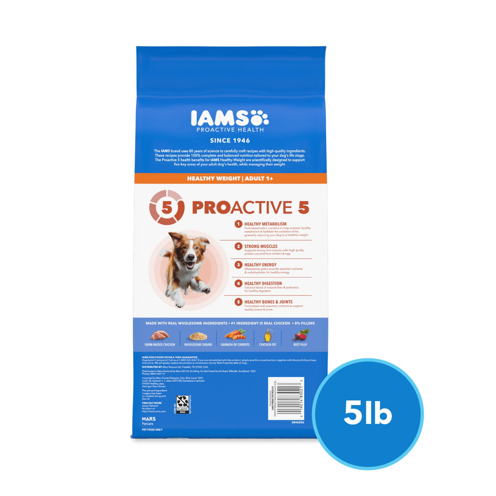 IAMS Proactive Health Healthy Weight Adult Chicken & Whole Grain Recipe Dry Dog Food - (4) 5 Lb Bags