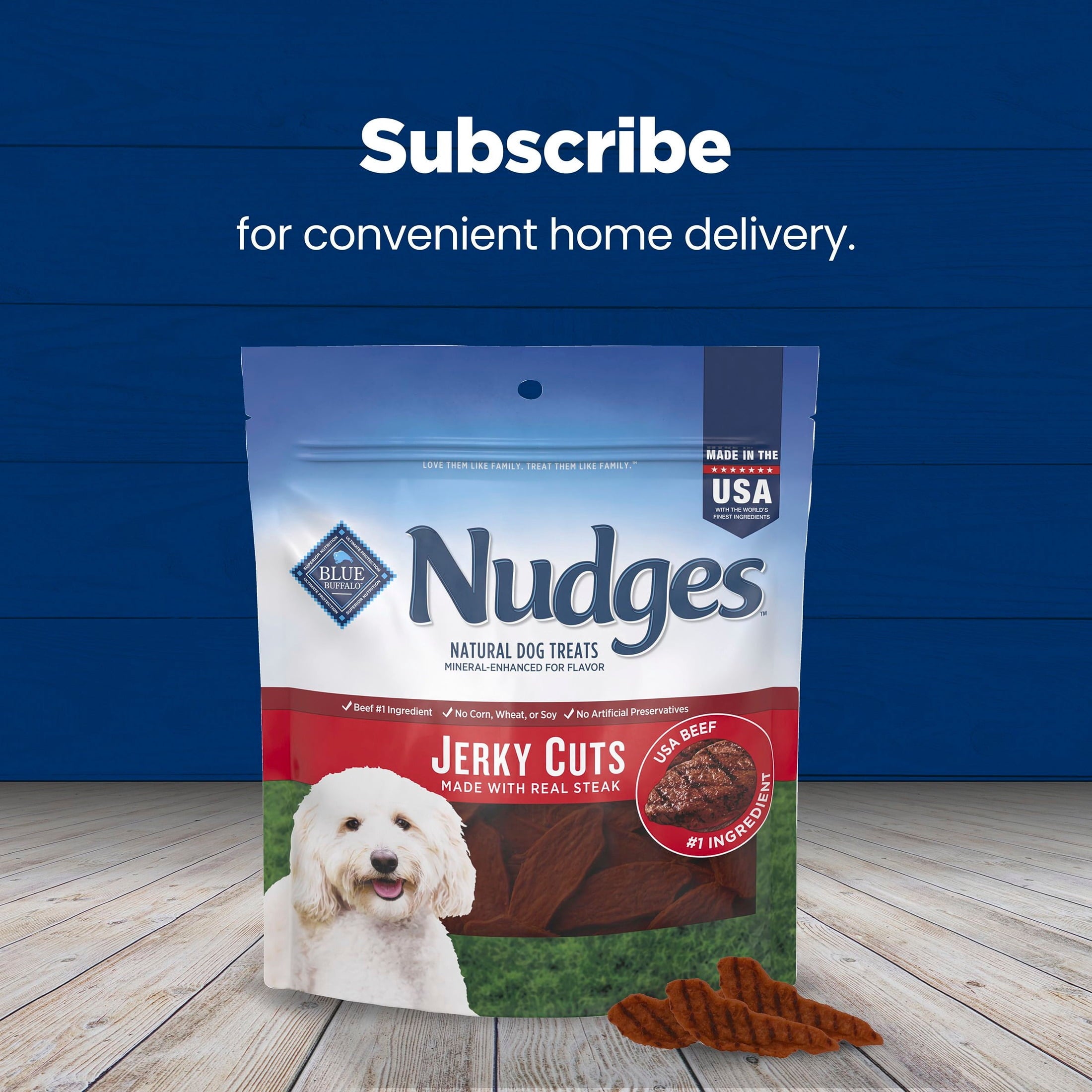 Blue Buffalo Nudges Jerky Cuts - Natural Dog Treats, Steak Jerky, 28oz Bag
