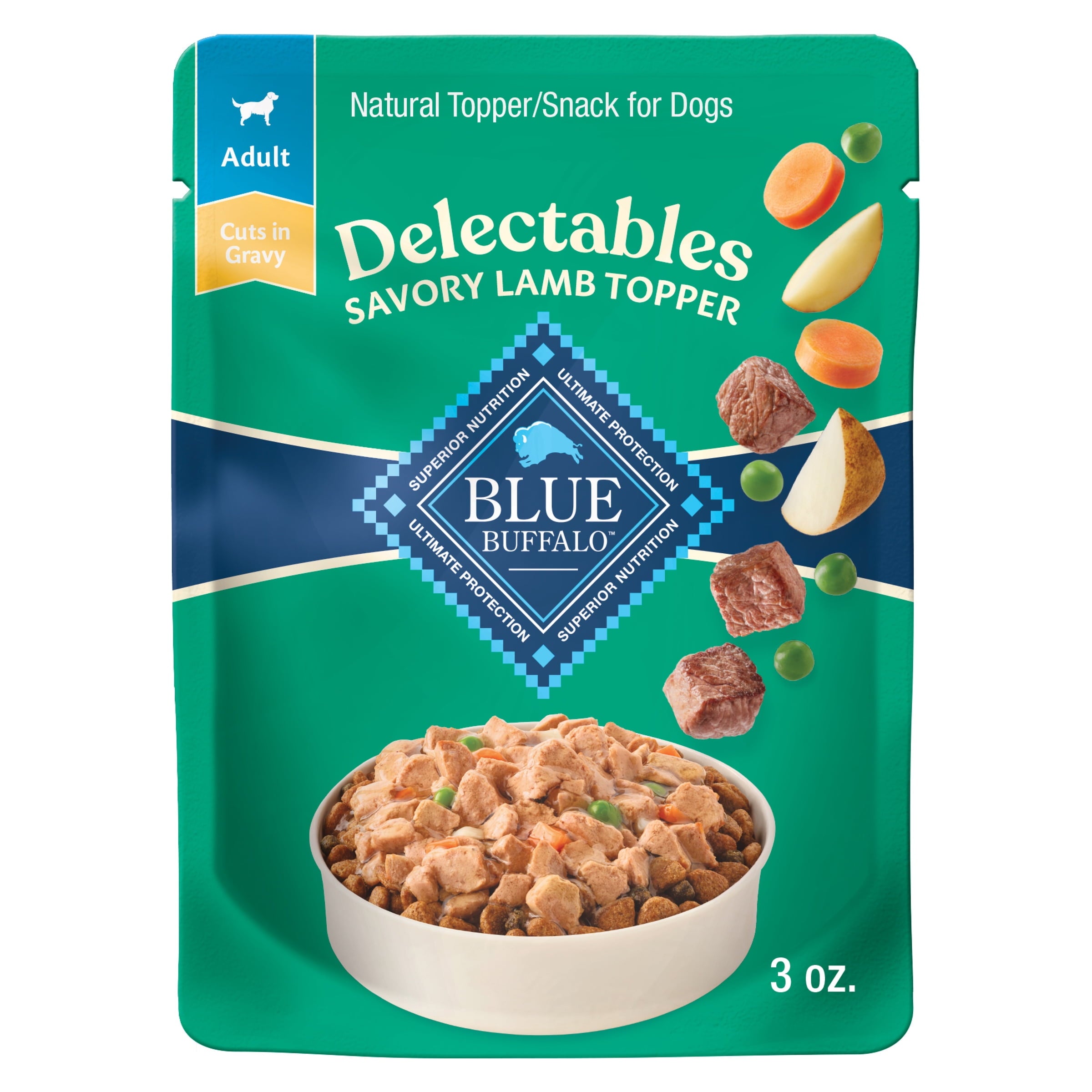 Blue Buffalo Delectables Natural Wet Dog Food Topper - Lamb Dinner 3oz - 6-Pack