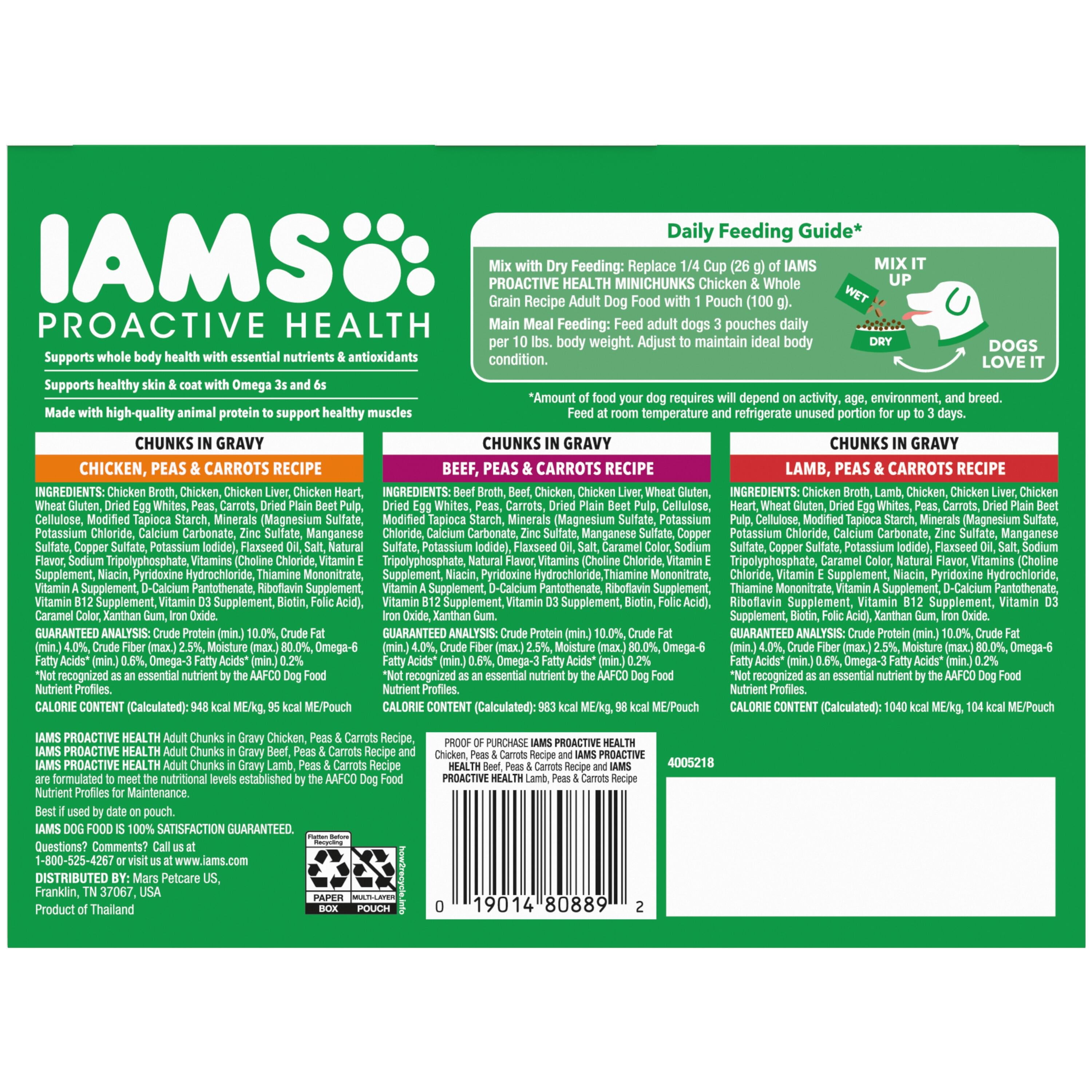 IAMS Proactive Health Core Pouch - 18 Count (6 x Chicken - 6 x Beef, 6 x Lamb)