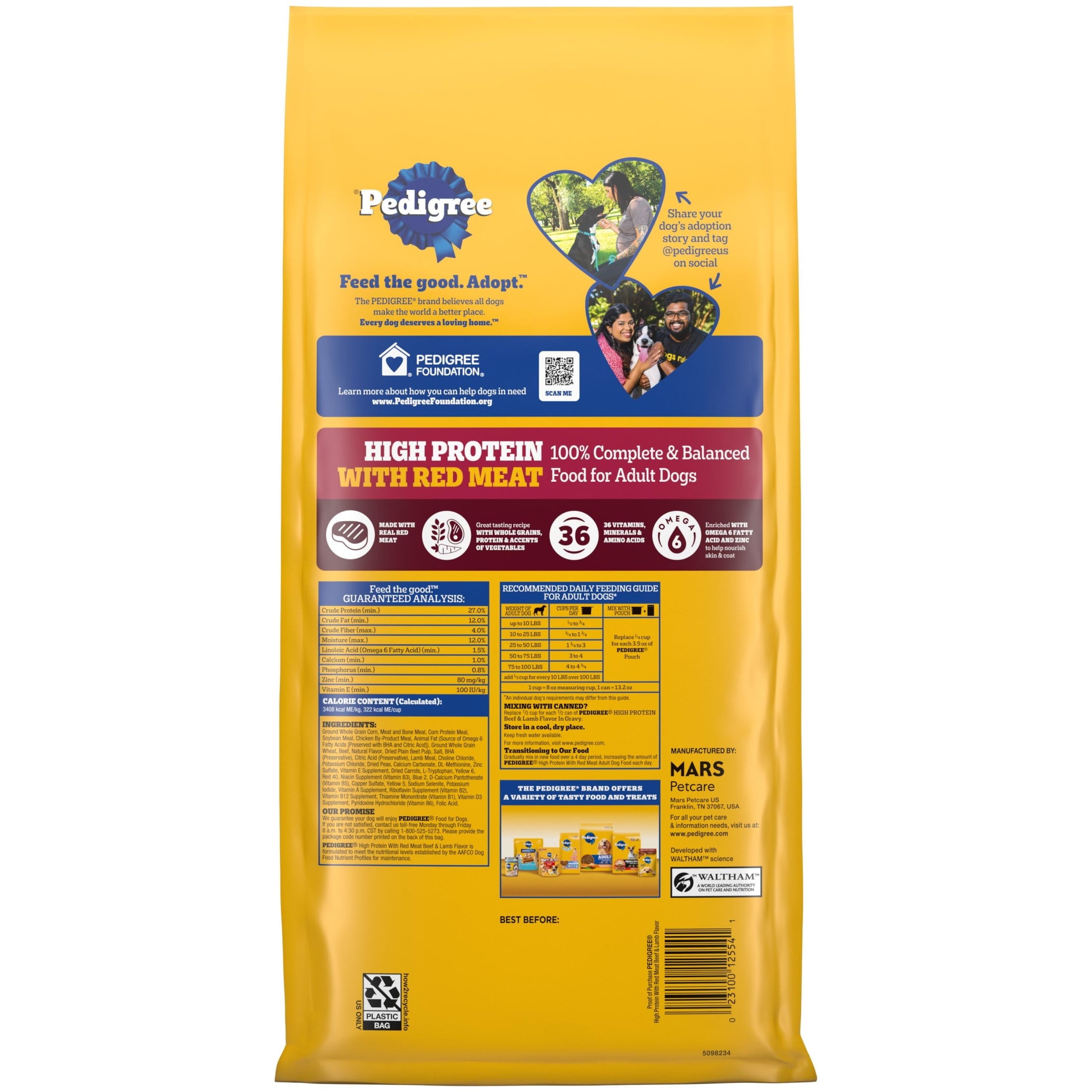 Pedigree Dry Dog Food for Adult Dogs - High Protein, Beef and Lamb Flavor, 3.5 lb. Bag