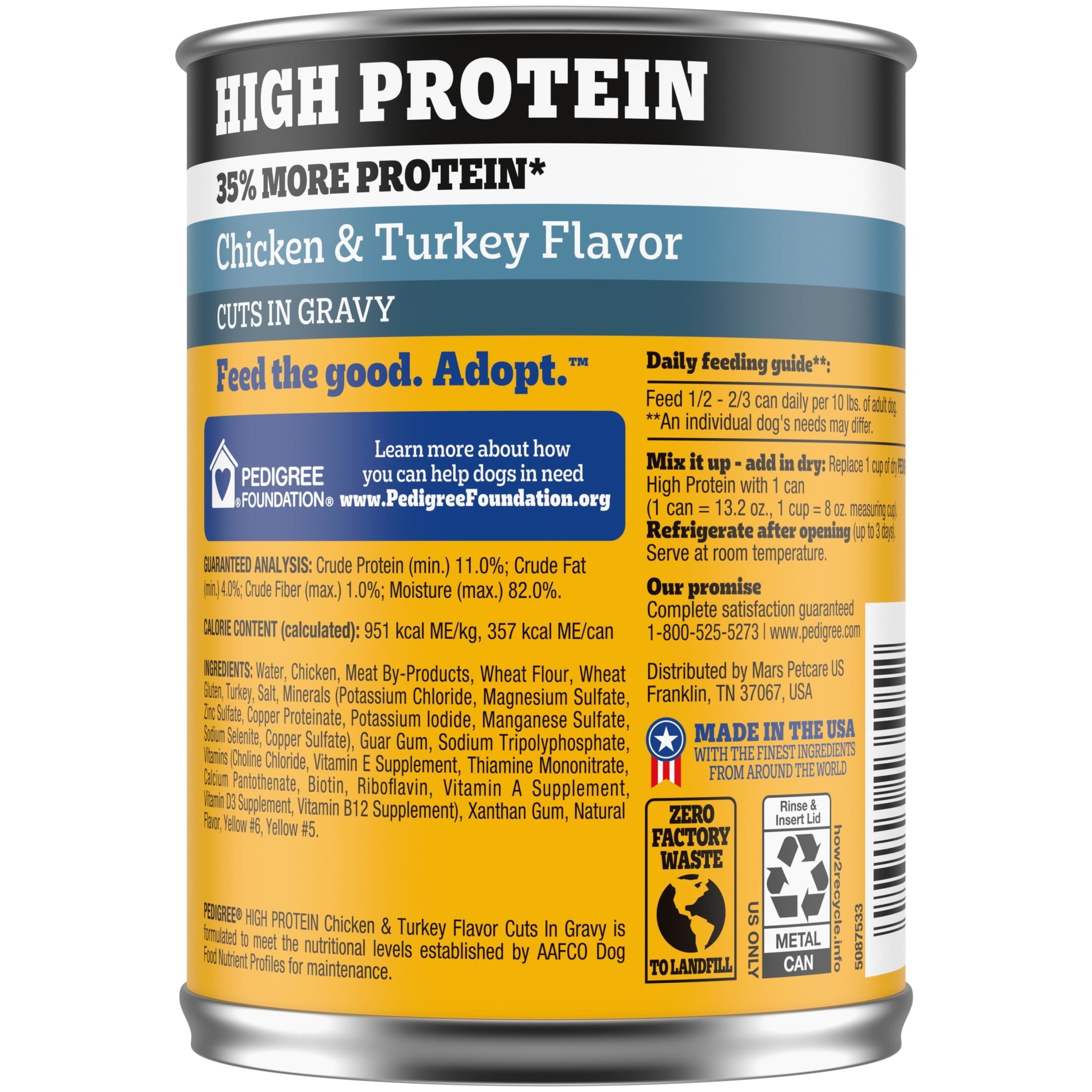 Pedigree High Protein Chicken & Turkey Flavor In Gravy Adult Soft Wet Dog Food - (12) 13.2 oz Cans - 3-Pack