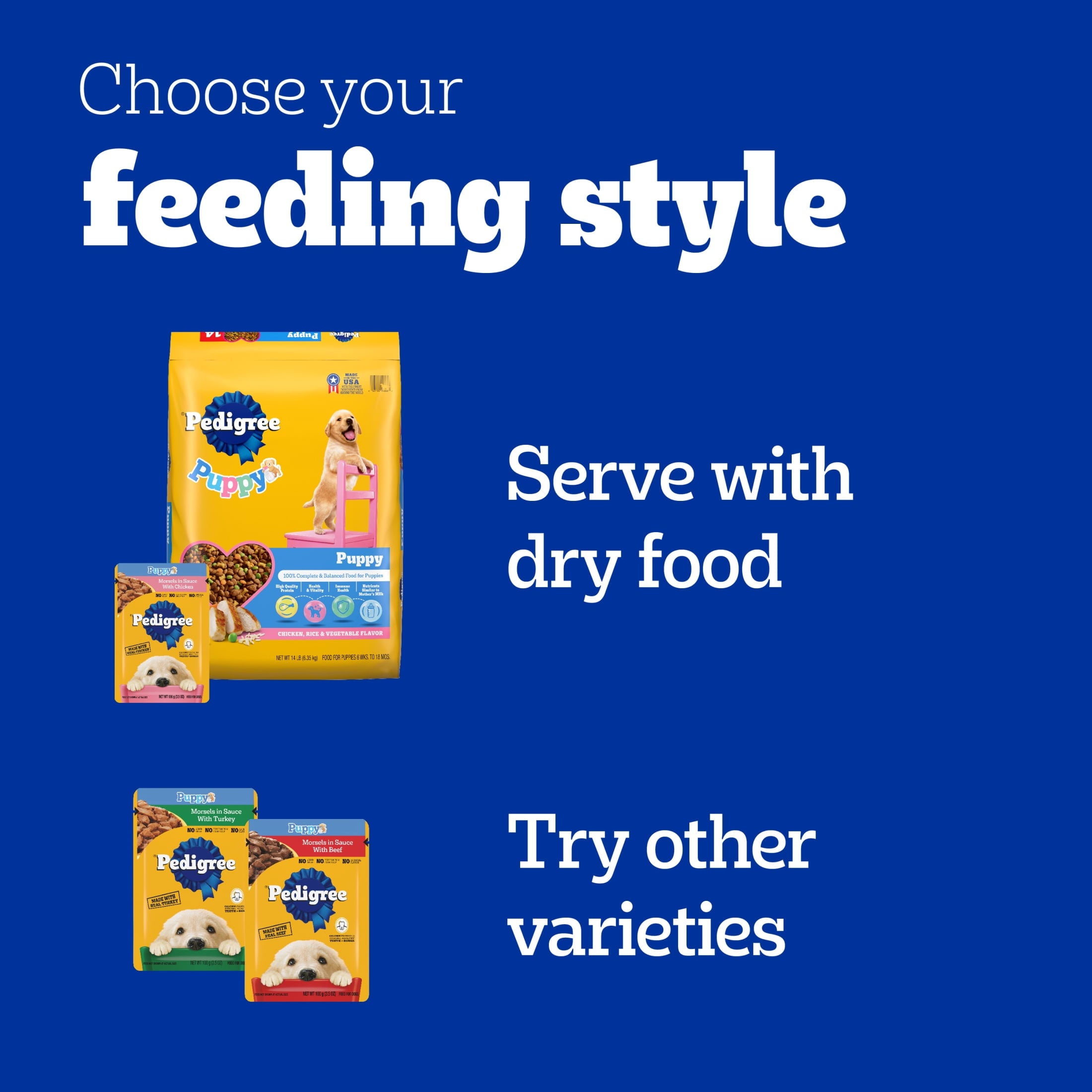 Pedigree Puppy Food Morsels in Sauce - Wet Dog Food, Chicken Flavor, 3.5 oz. Pouches