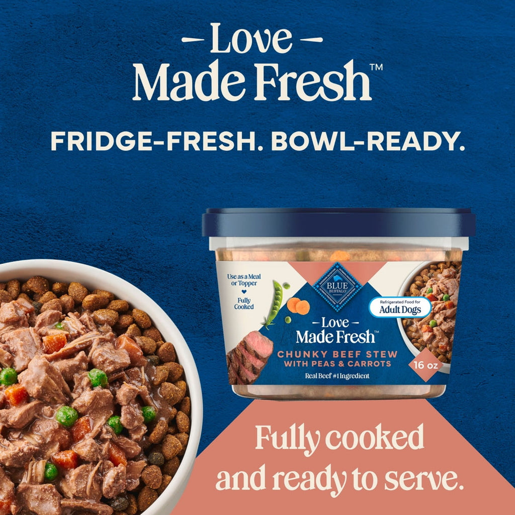 Blue Buffalo Love Made Fresh Dog Food - Refrigerated, Chunky Beef Stew, 1-lb Tub