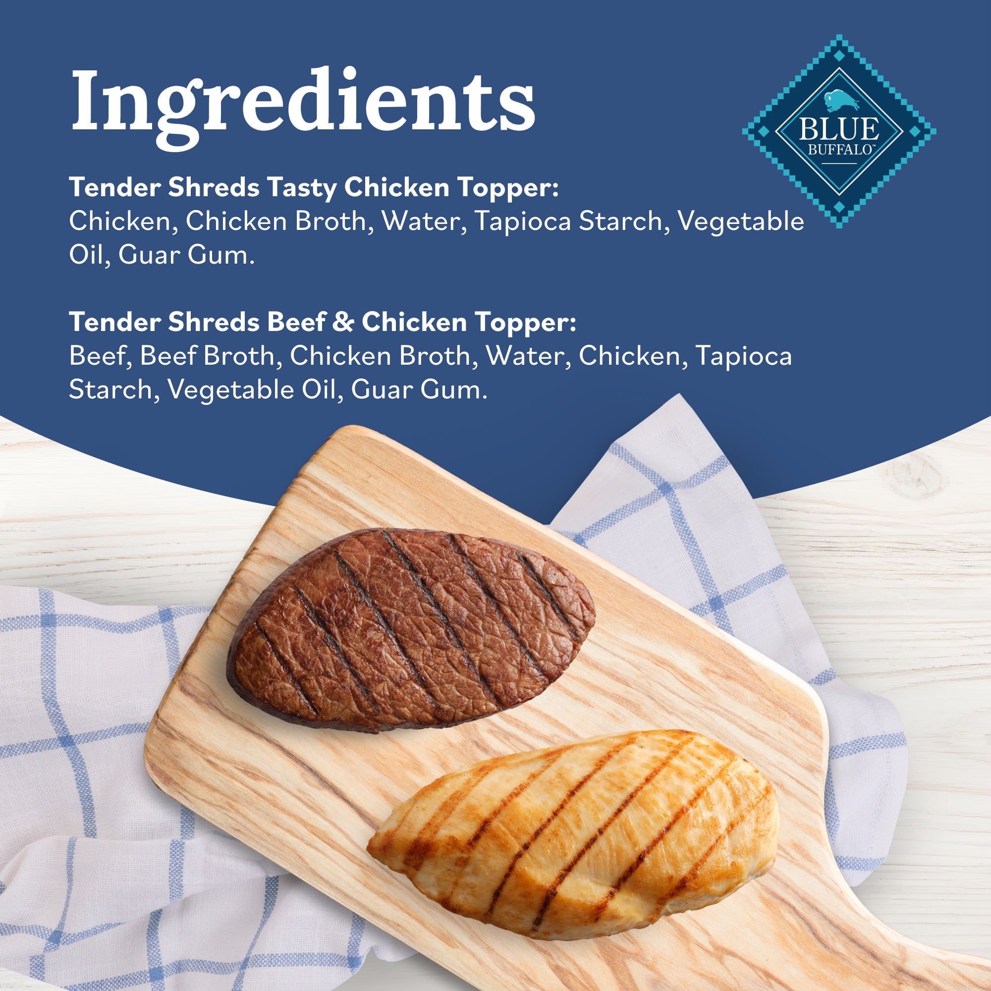 Blue Buffalo Tender Shreds Toppers - Natural Dog Food, 2.5-oz. Pouch, 12-Count Variety Pack - 2-Pack