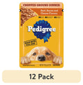 Pedigree Chopped Ground Dinner Beef - Bacon & Cheese Flavors Adult Soft Wet Dog Food, 3.5 Oz Pouches - 12-Pack