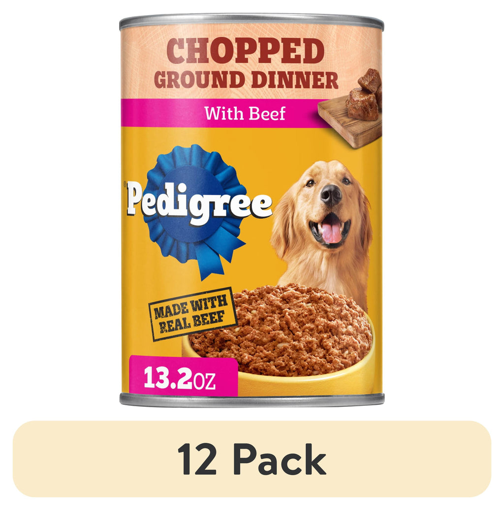 Pedigree Chopped Ground Dinner Wet Dog Food With Beef - Canned Dog Food, 13.2 oz. Cans, 12 Count - 12-Pack