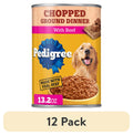 Pedigree Chopped Ground Dinner Wet Dog Food With Beef - Canned Dog Food, 13.2 oz. Cans, 12 Count - 12-Pack