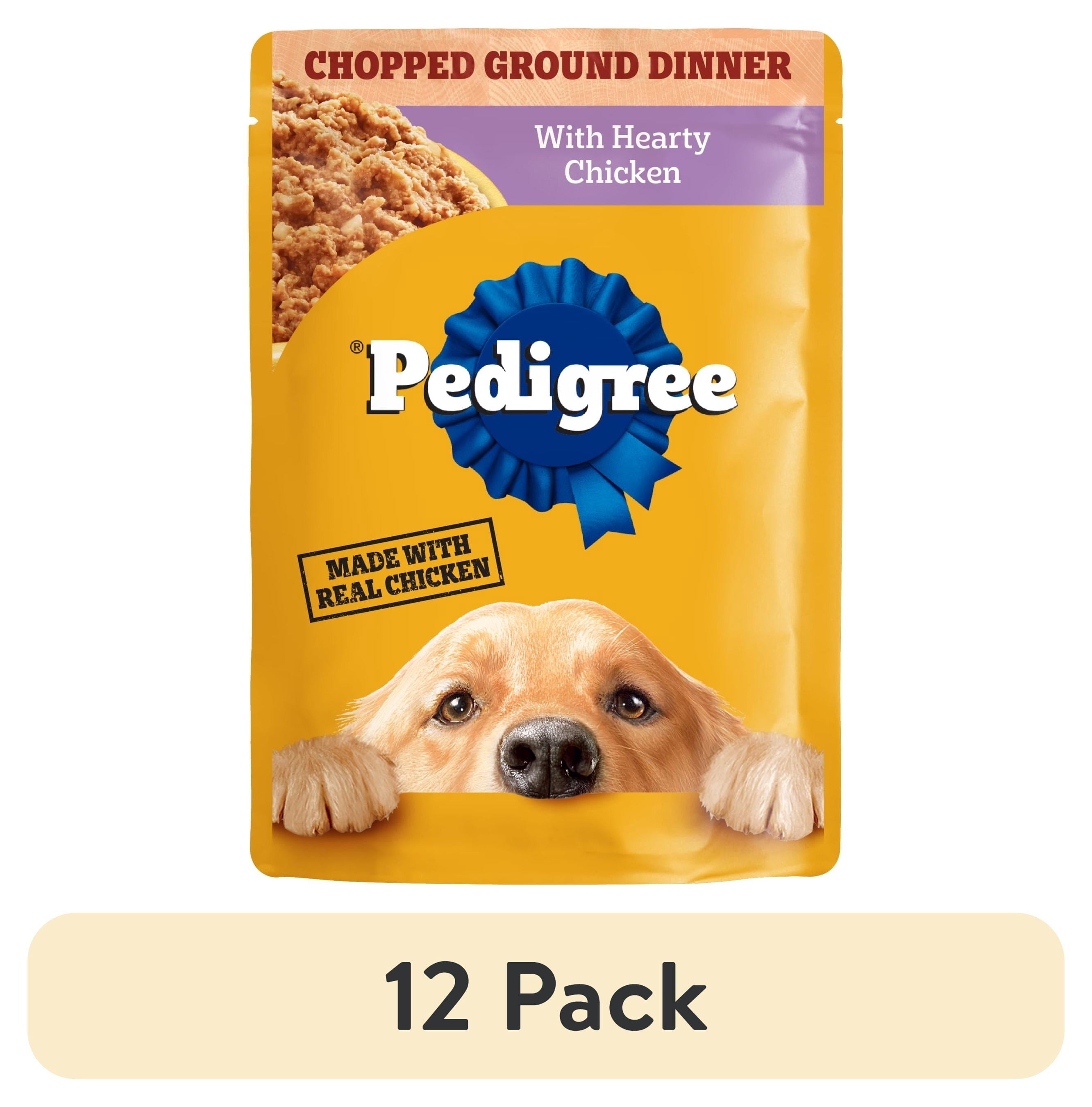 Pedigree Chopped Ground Dinner Wet Dog Food with Hearty Chicken - 3.5 oz Pouch - 12-Pack