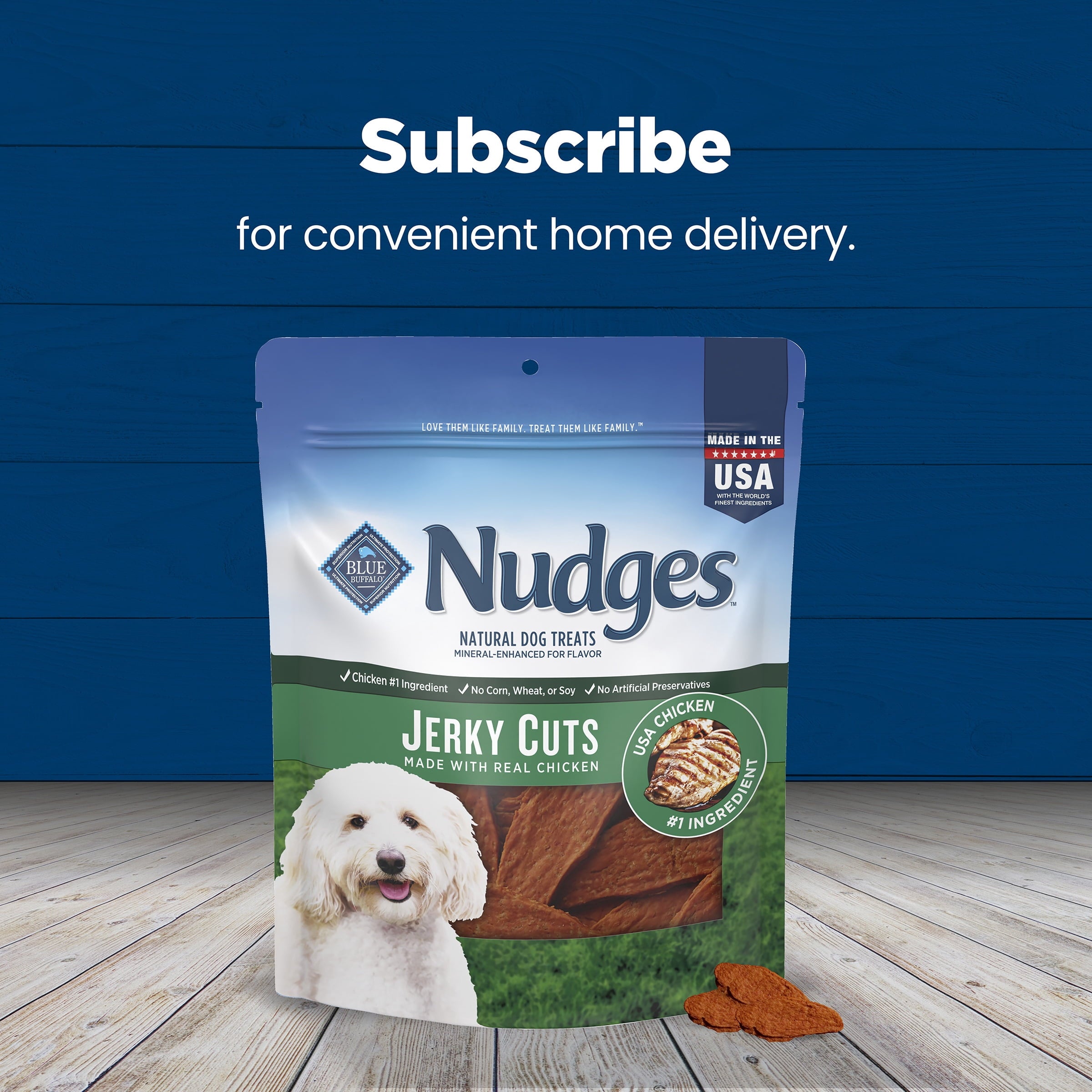Blue Buffalo Nudges Jerky Cuts - Natural Dog Treats, Chicken Jerky, 12oz Bag
