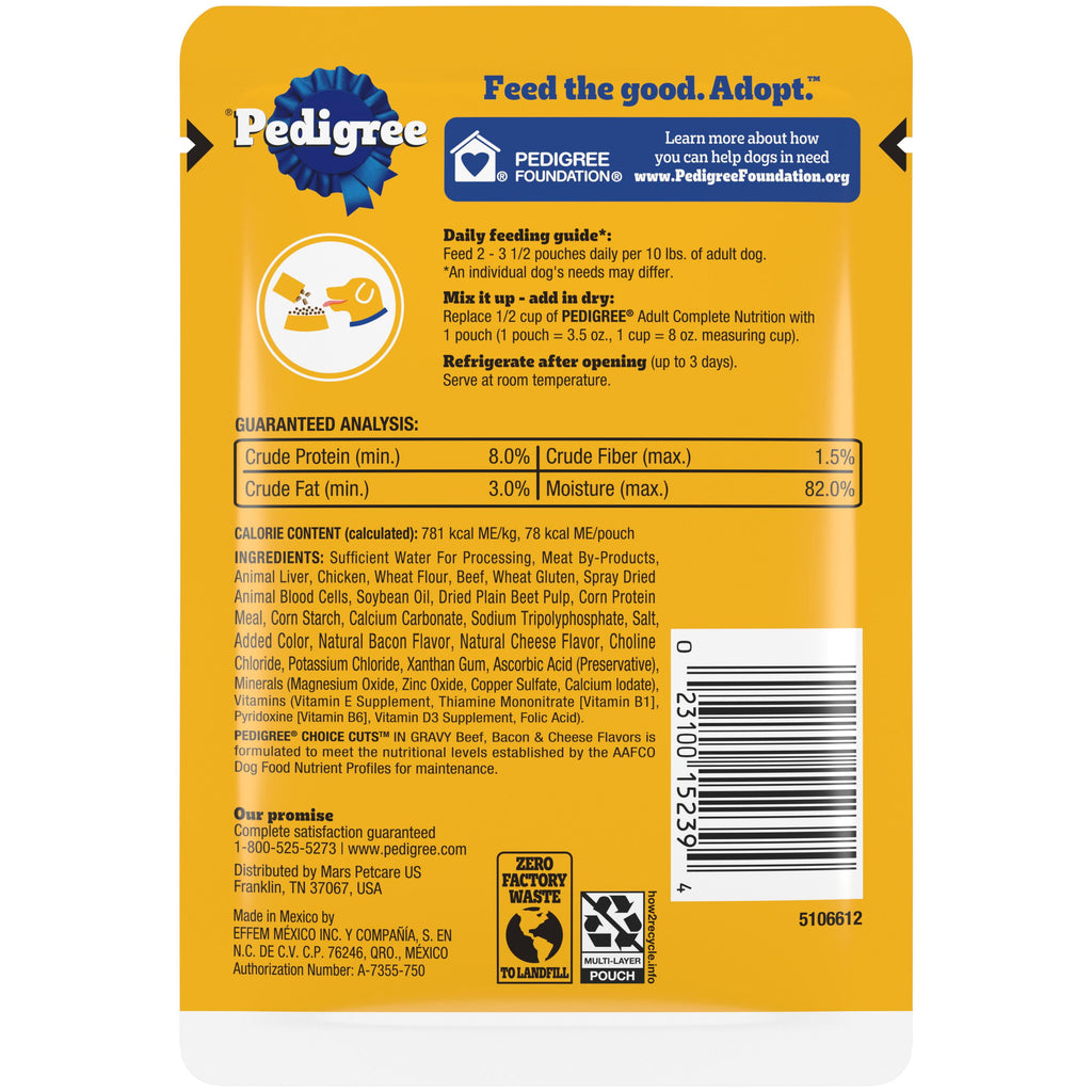 PEDIGREE Pouch - 3.5 oz Beef, Bacon & Cheese