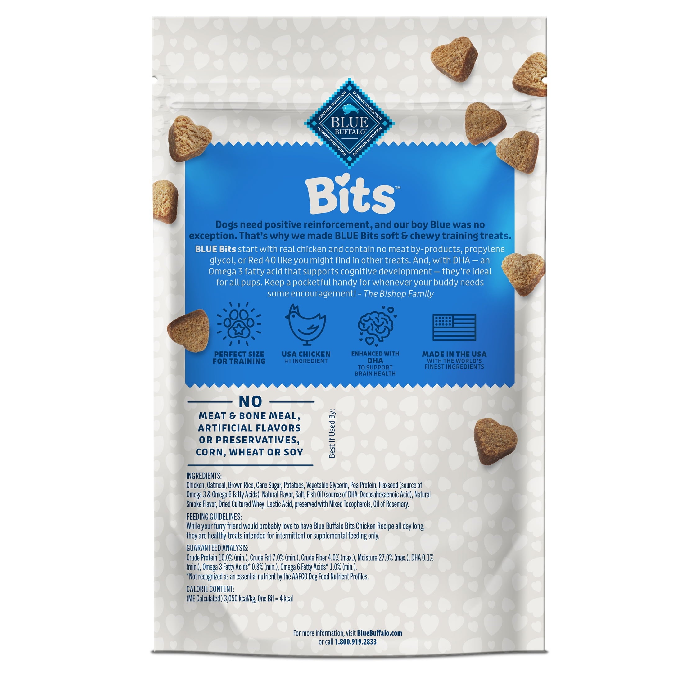 Blue Buffalo Bits Soft Dog Treats for Training - Enhanced with DHA, 11-oz. Bag