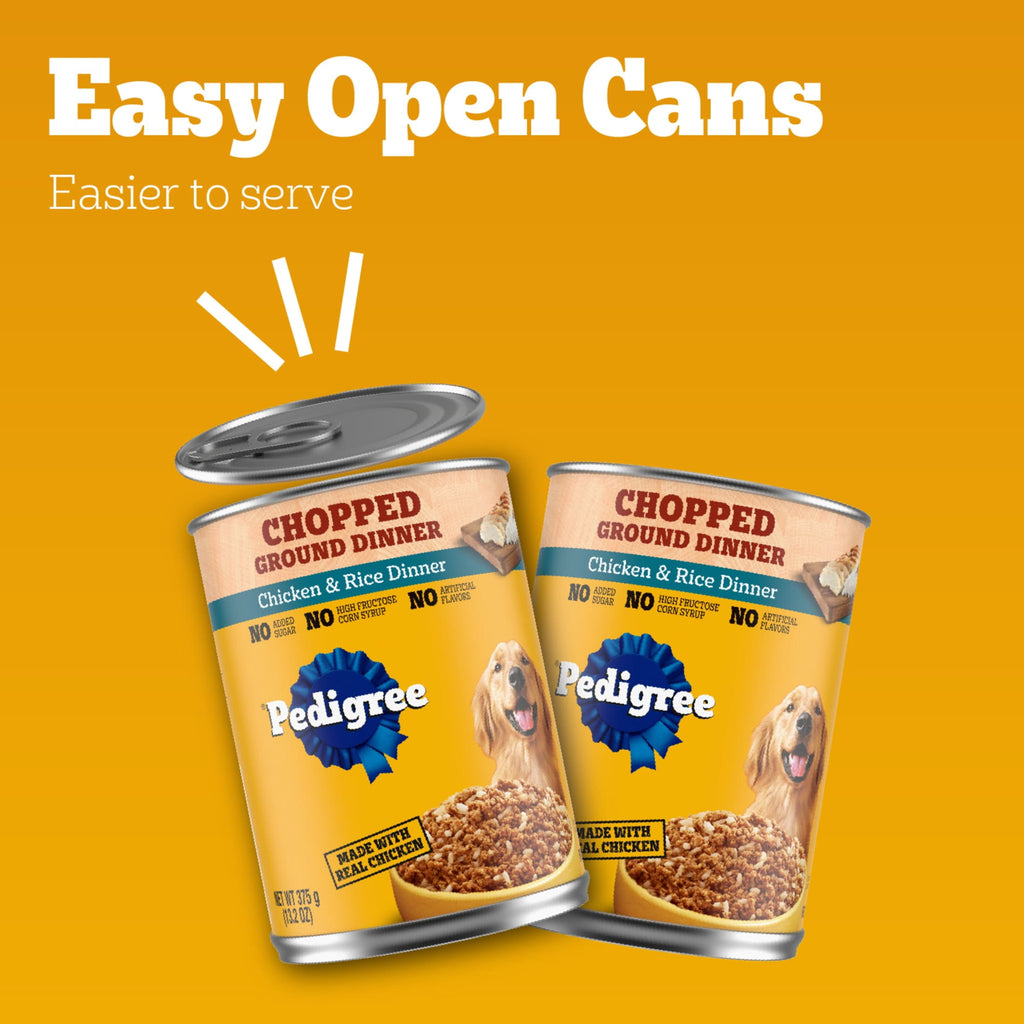 Pedigree Chopped Ground Dinner Chicken & Rice Soft Wet Dog Food - 13.2 oz Cans - 3-Pack