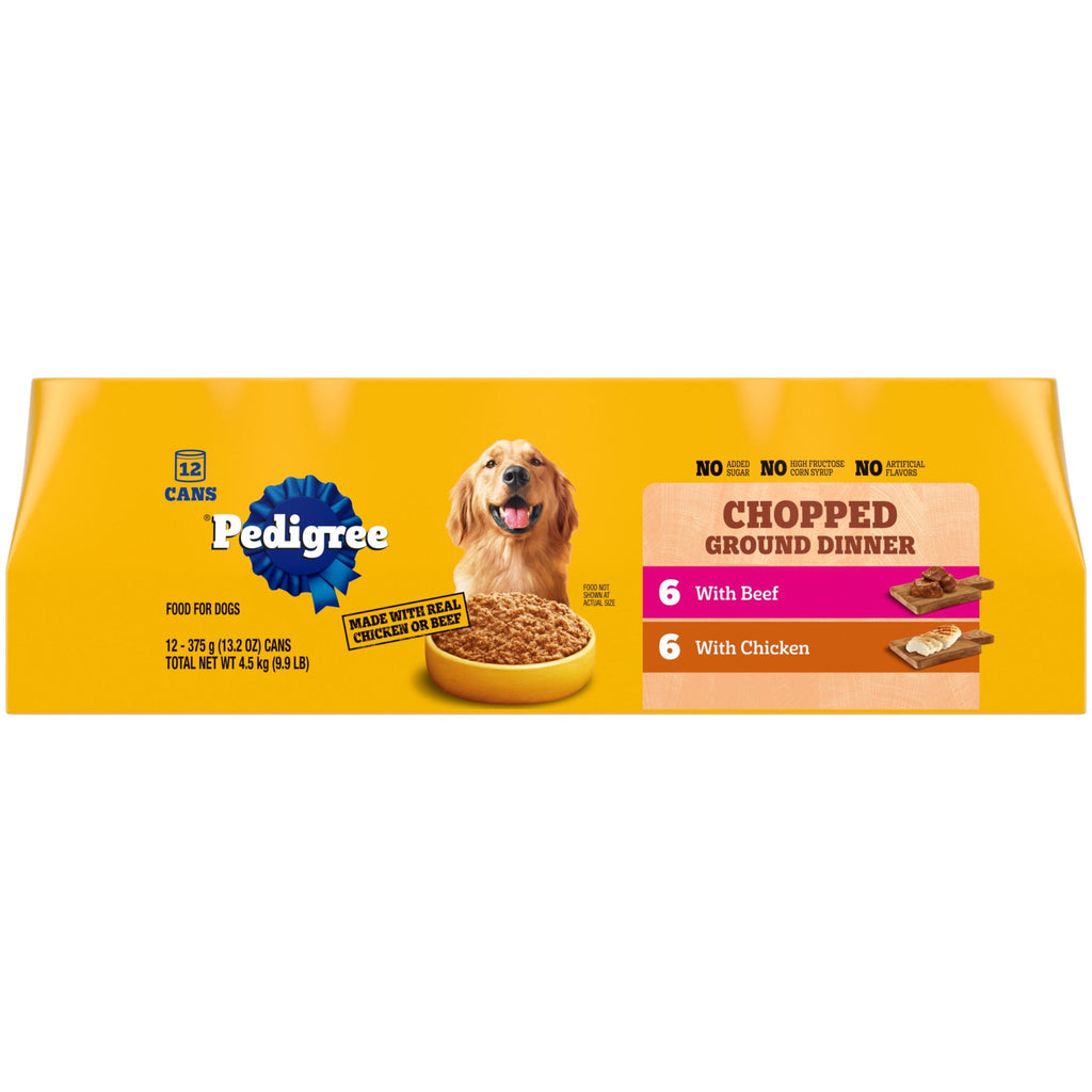 Pedigree Chopped Ground Dinner Chicken & Beef Variety Pack Wet Dog Food - (12) 13.2 Oz Cans - 4-Pack