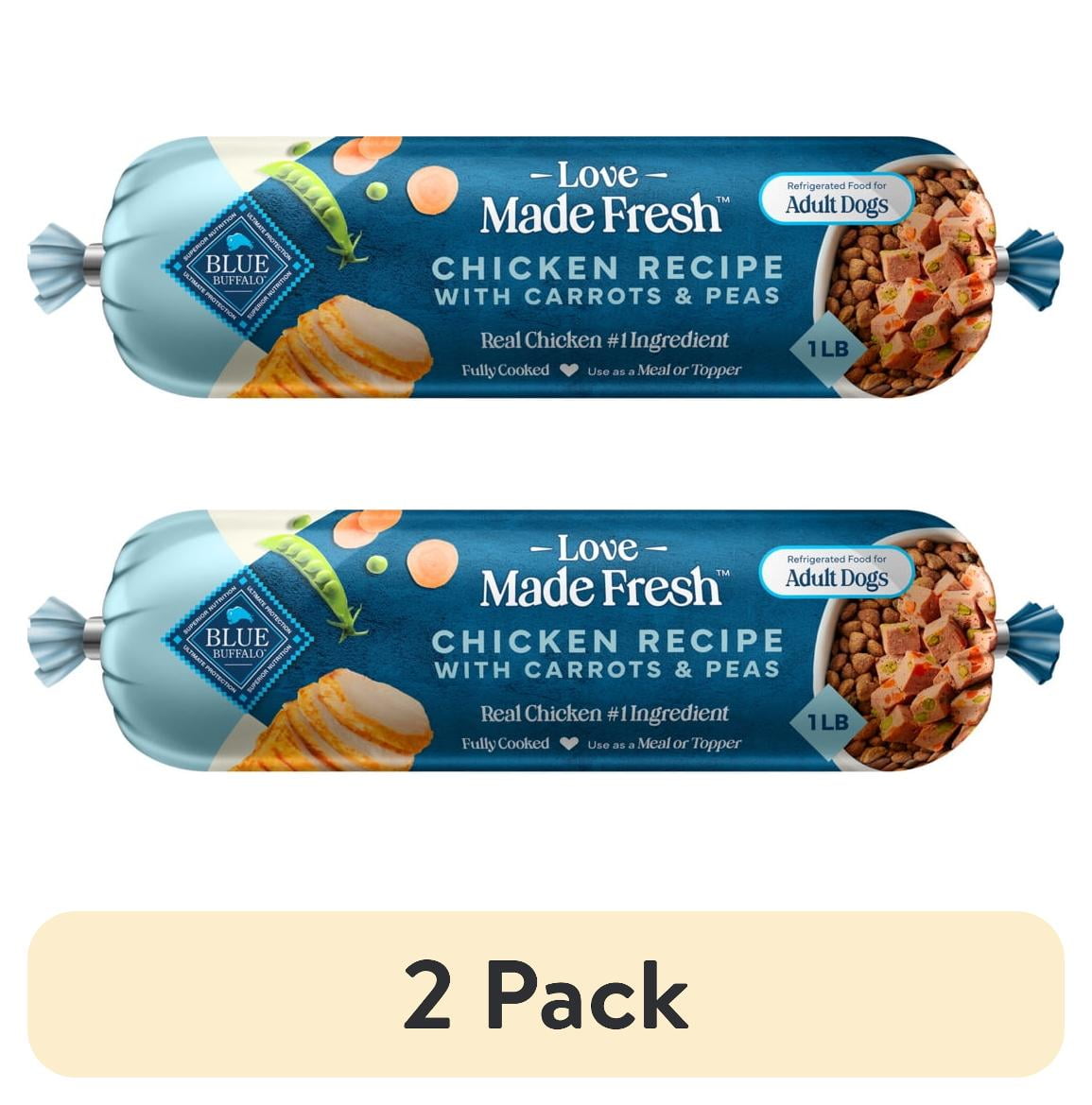 Blue Buffalo Love Made Fresh Dog Food - Refrigerated, Chicken Recipe, 1-lb Roll - 2-Pack