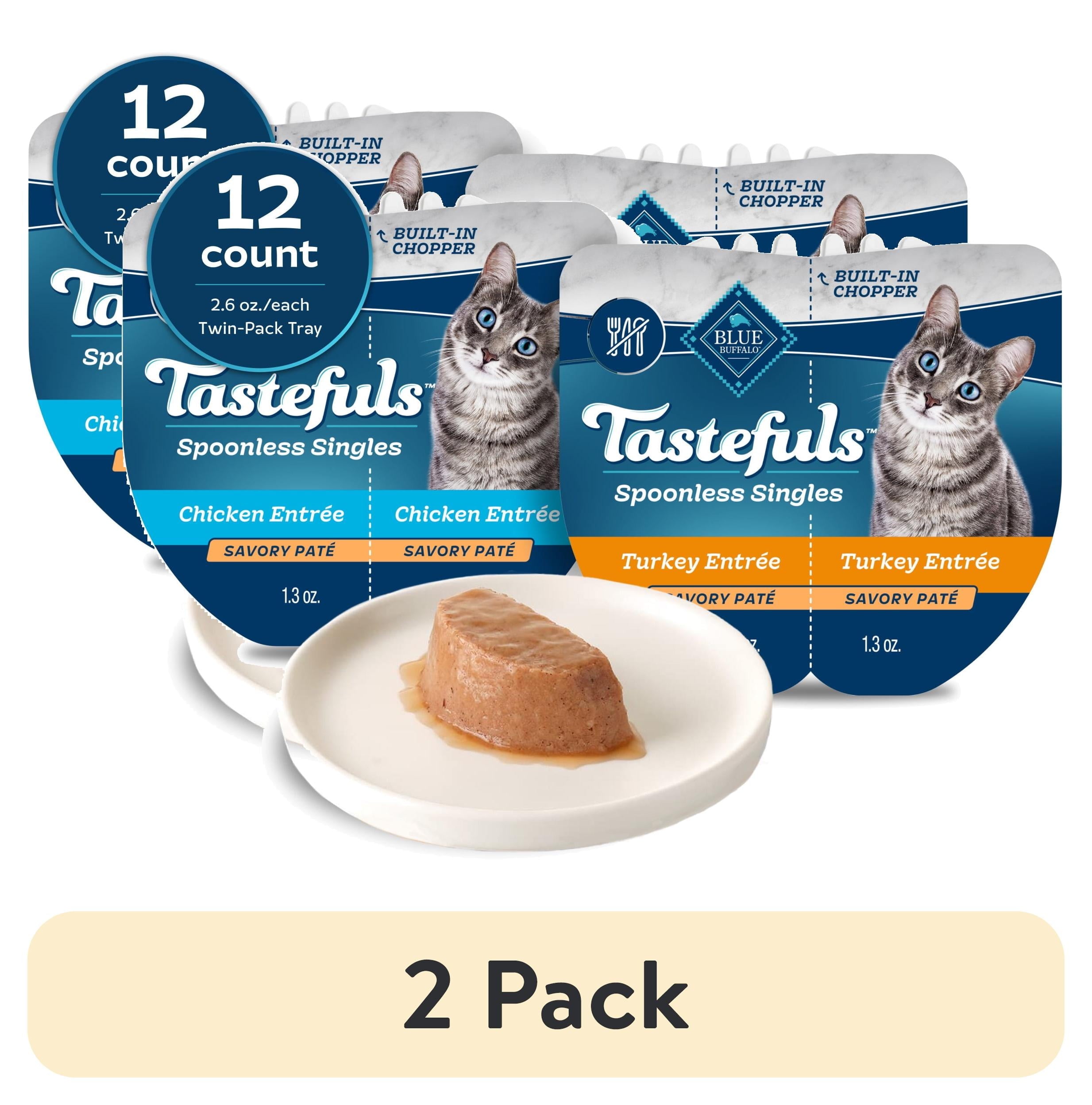 Blue Buffalo Tastefuls Spoonless Wet Cat Food Paté - 2.6-oz. Twin Packs, Chicken & Turkey (12 Count.) - 2-Pack