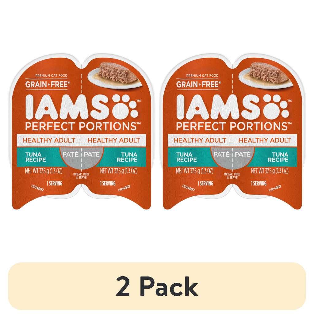 Iams Perfect Portions Pate Tuna Recipe Healthy Adult Cat Food - 2.6 Oz Twin-Pack Tray - 2-Pack