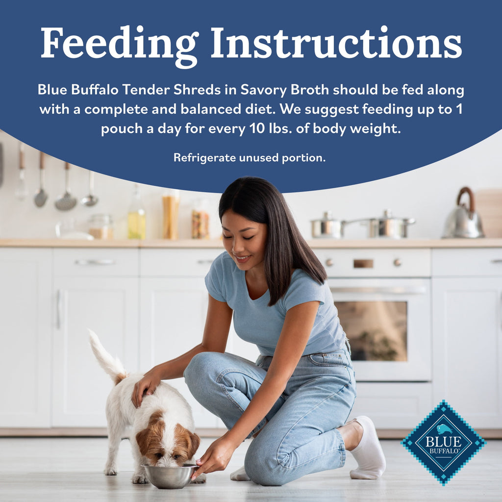 Blue Buffalo Tender Shreds Toppers - Natural Dog Food, 2.5-oz. Pouch, 12-Count Variety Pack