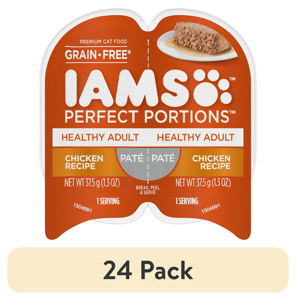 IAMS PERFECT PORTIONS Healthy Adult Grain Free Wet Cat Food Pat© - Chicken Recipe, 2.6 oz. Easy Peel Twin-Pack Tray - 24-Pack