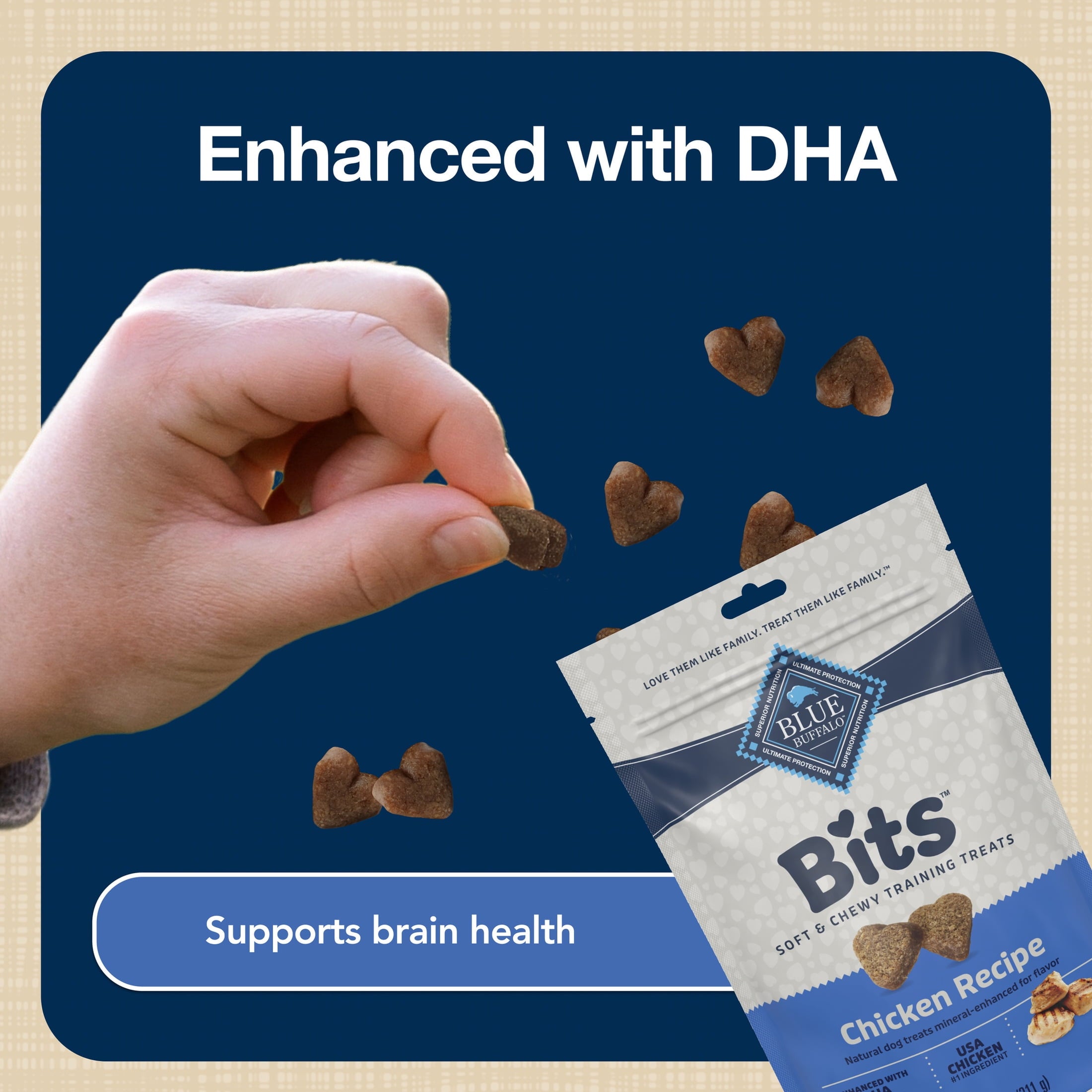 Blue Buffalo Bits Soft Dog Treats for Training - Enhanced with DHA, 11-oz. Bag