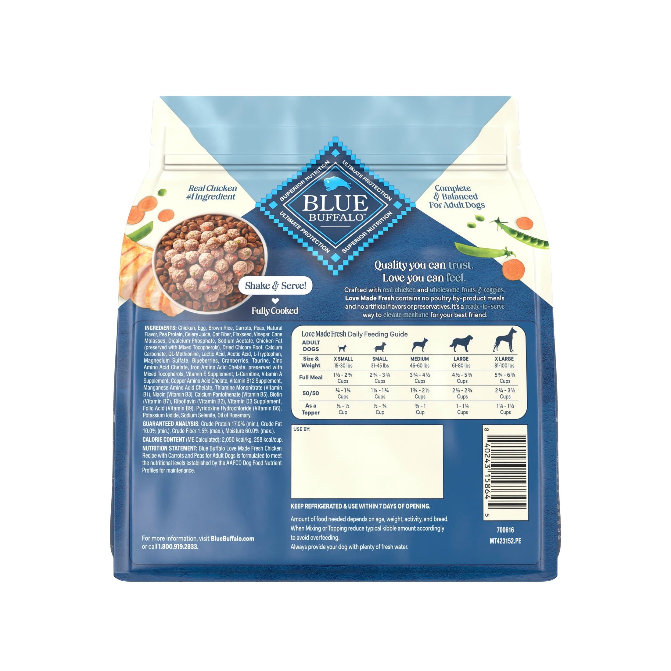 Blue Buffalo Love Made Fresh Dog Food - Refrigerated, Chicken Meatball 1.5lb Pouch - 3-Pack