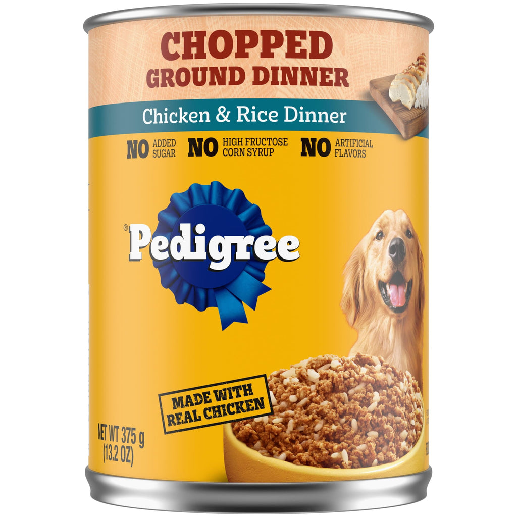 Pedigree Chopped Ground Dinner Chicken & Rice Soft Wet Dog Food - 13.2 oz Cans - 12-Pack