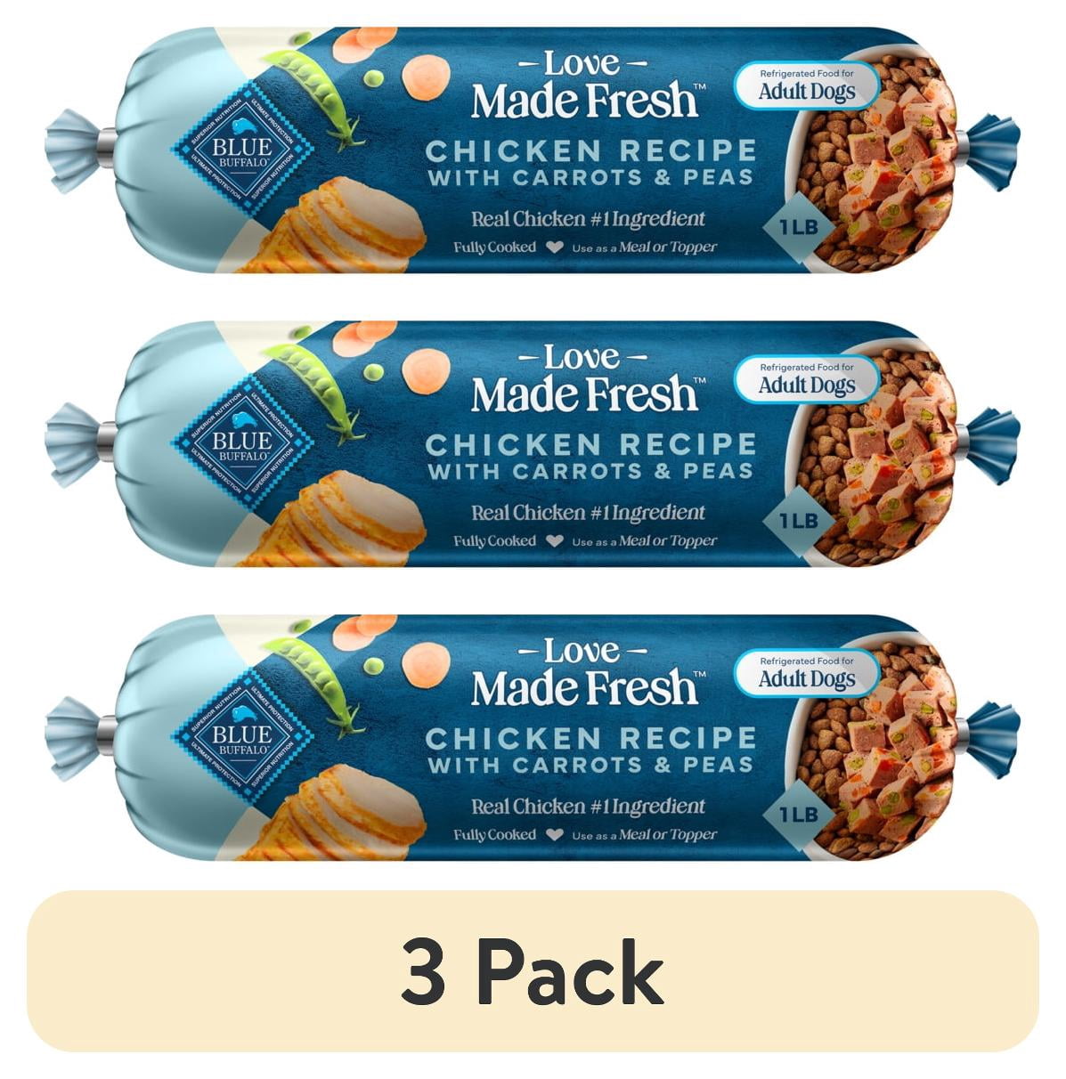 Blue Buffalo Love Made Fresh Dog Food - Refrigerated, Chicken Recipe, 1-lb Roll - 3-Pack