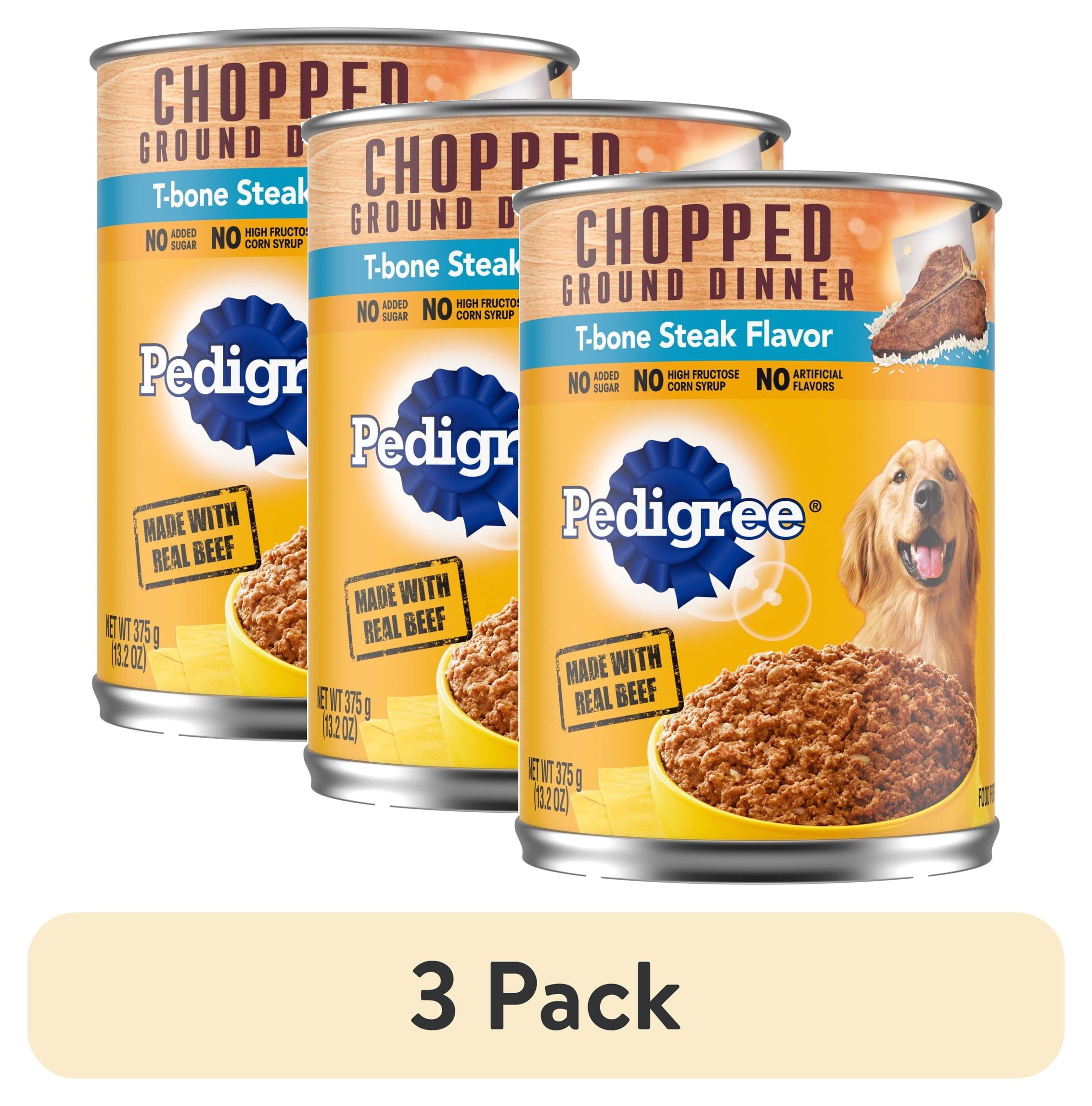 Pedigree Chopped Ground Dinner T-Bone Steak Flavor Adult Wet Dog Food - (12) 13.2 Oz Cans - 3-Pack