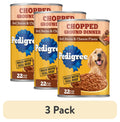 Pedigree Chopped Ground Dinner Beef Bacon & Cheese Flavor Adult Wet Dog Food - (12) 22 Oz Cans - 3-Pack