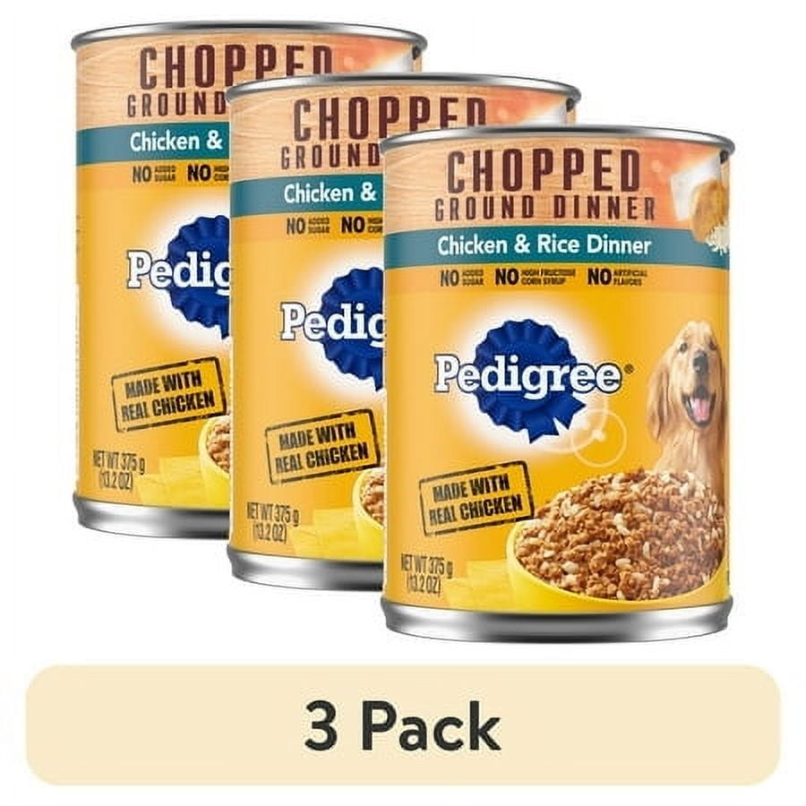 Pedigree Chopped Ground Dinner Chicken & Rice Soft Wet Dog Food - 13.2 oz Cans - 3-Pack