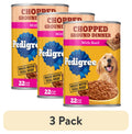 Pedigree Chopped Ground Dinner Soft Wet Dog Food With Beef - Canned Dog Food, 22 oz. Cans, 12 Count - 3-Pack