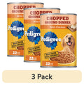 Pedigree Chopped Ground Dinner Wet Dog Food With Chicken - Canned Dog Food, 22 oz. Can - 3-Pack