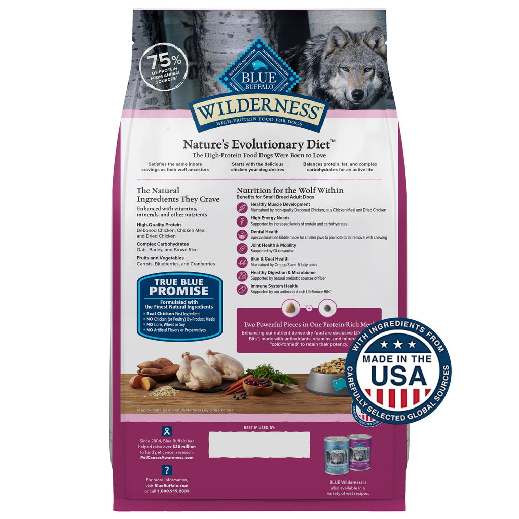 Blue Buffalo Wilderness Small Breed Dry Dog Food Plus Wholesome Grains - Chicken 4.5 lbs.