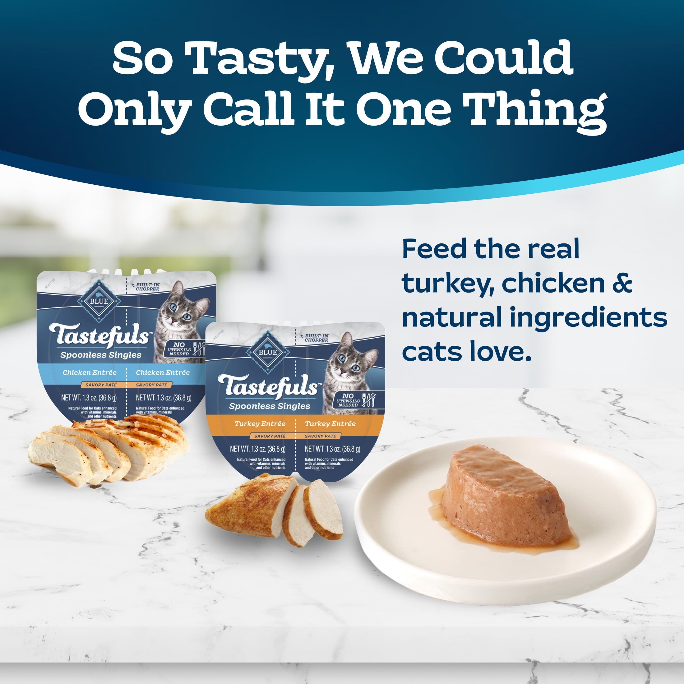 Blue Buffalo Tastefuls Spoonless Wet Cat Food Paté - 2.6-oz. Twin Packs, Chicken & Turkey (12 Count.)