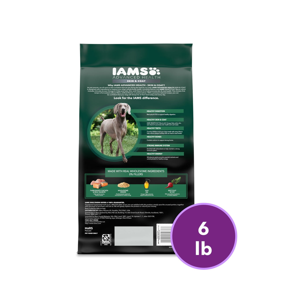 IAMS Advanced Health Skin & Coat Adult Dog Food Dry Chicken & Salmon Recipe - 6 lb
