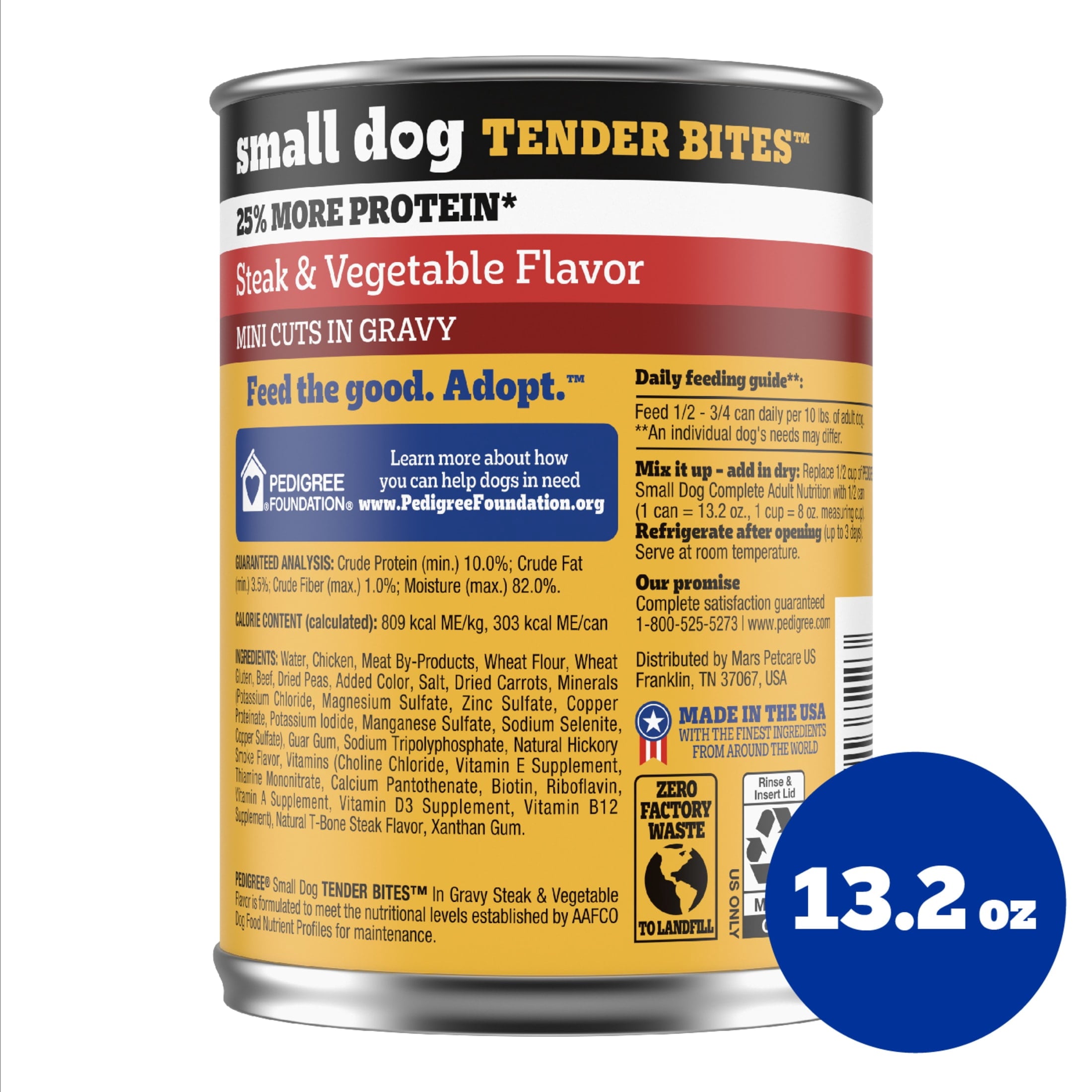 Pedigree Small Dog Tender Bites In Gravy Wet Dog Food - Steak & Vegetable Flavor, (12) 13.2 oz Cans - 4-Pack