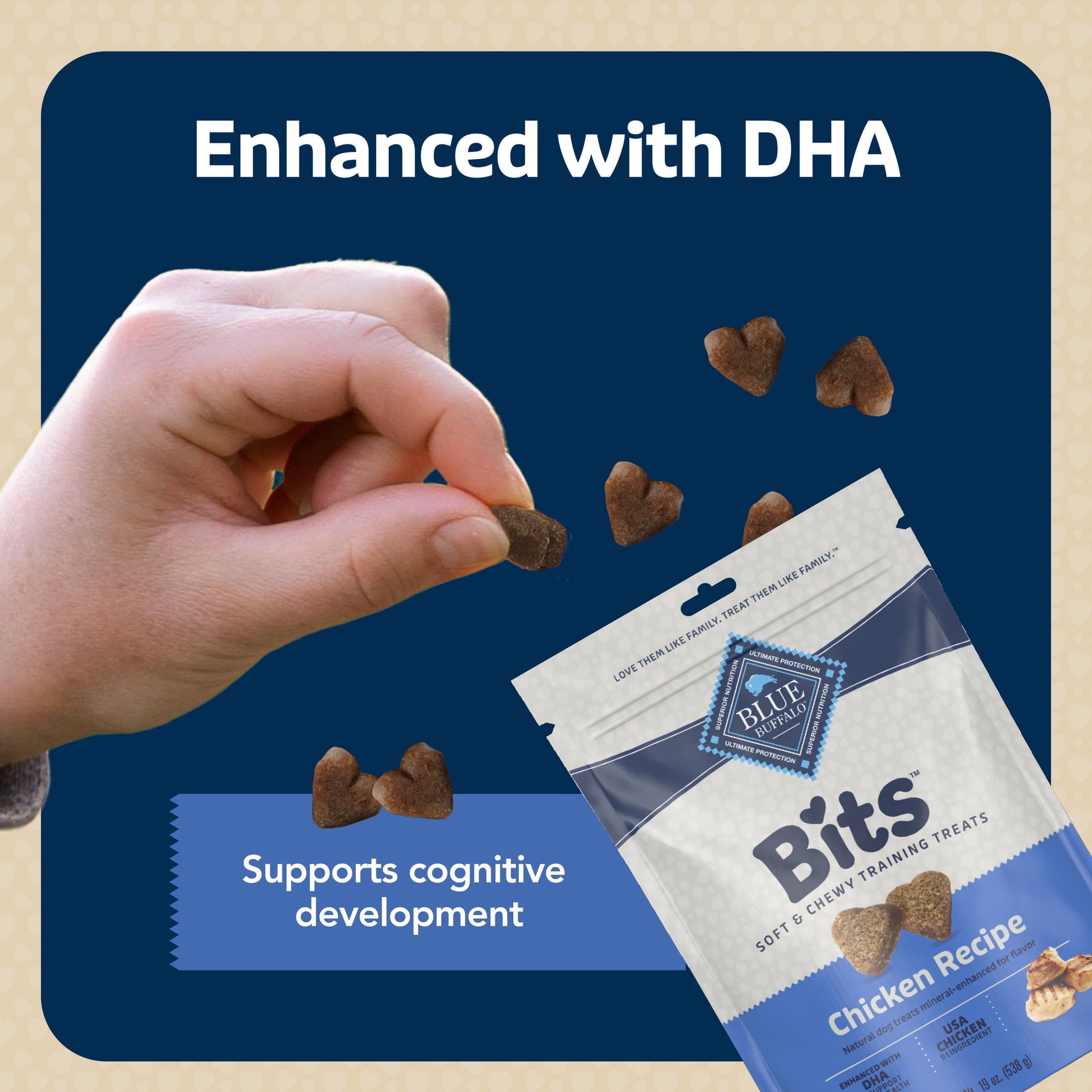 Blue Buffalo Bits Soft Dog Treats for Training - Enhanced with DHA, 19-oz. Bag