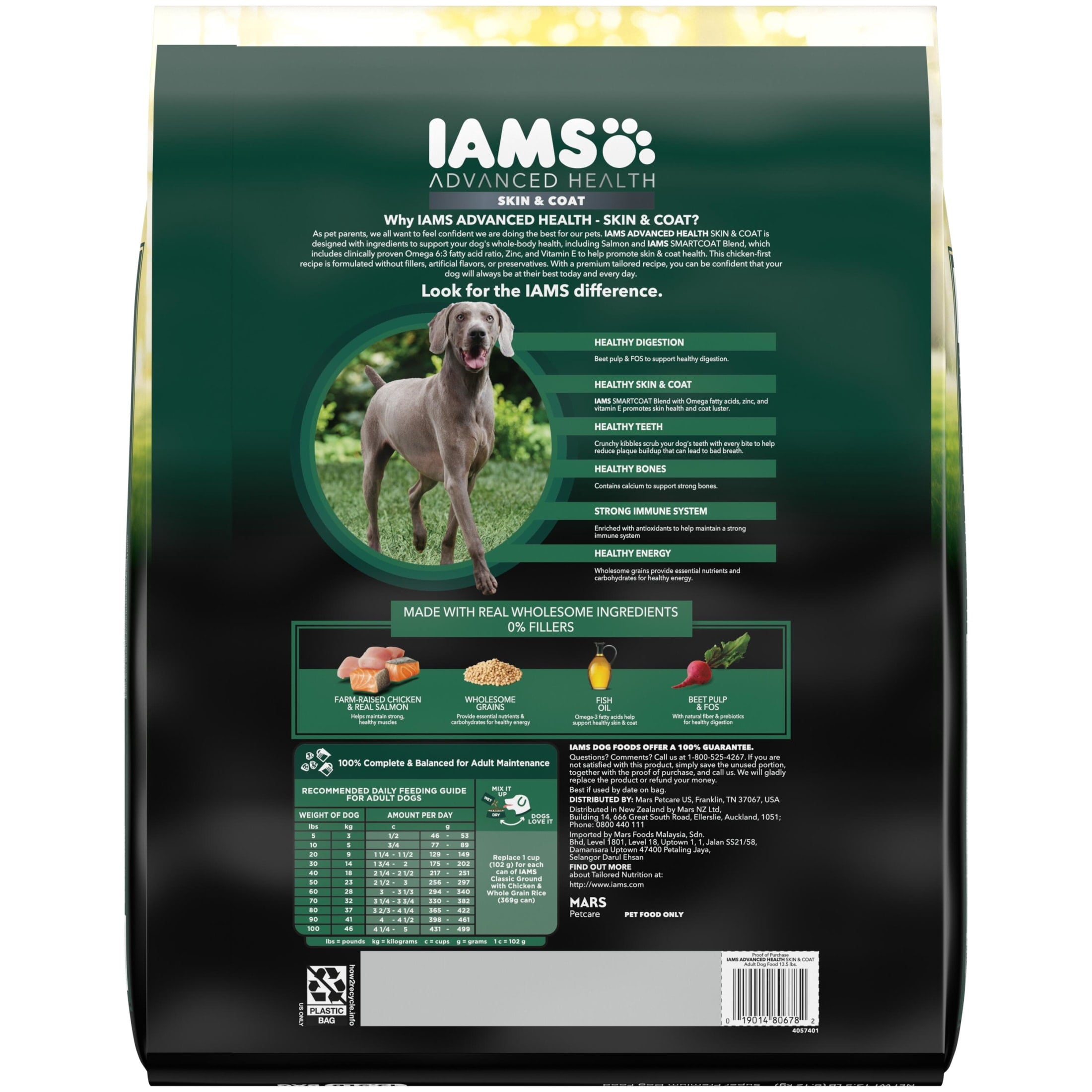 IAMS Advanced Health Skin & Coat Adult Dog Food Dry Chicken & Salmon Recipe - 13.5 lb