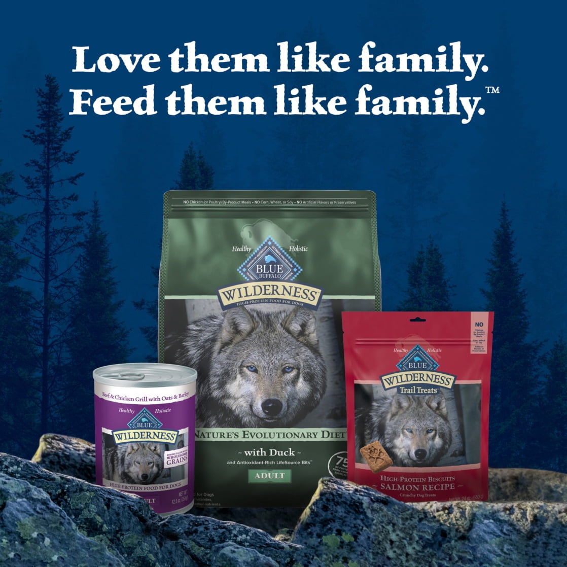 Blue Buffalo Wilderness Natural High-Protein Dry Food for Adult Dogs - Duck, 13-lb bag.