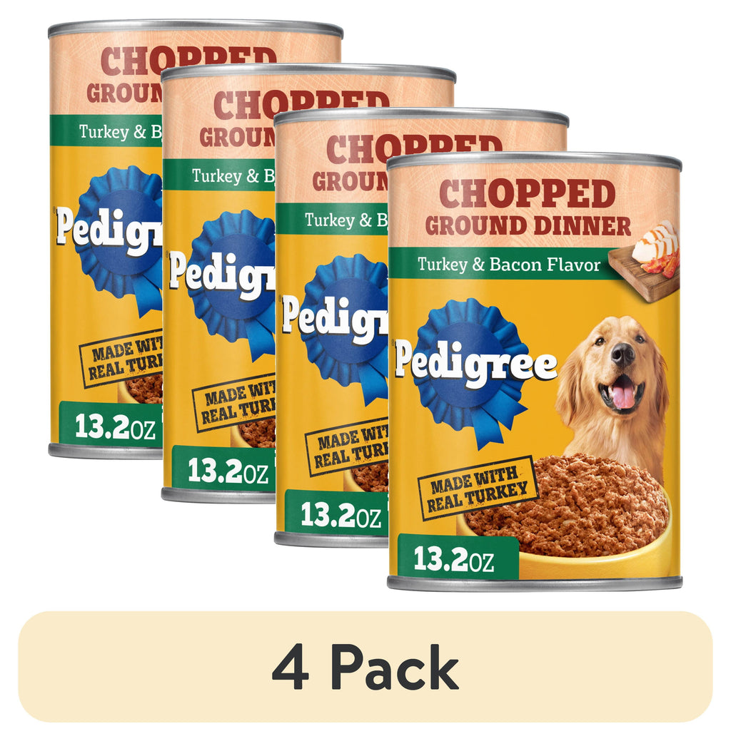 Pedigree Chopped Ground Dinner Turkey & Bacon Flavor Adult Soft Wet Dog Food - (12) 13.2 Oz Cans - 4-Pack
