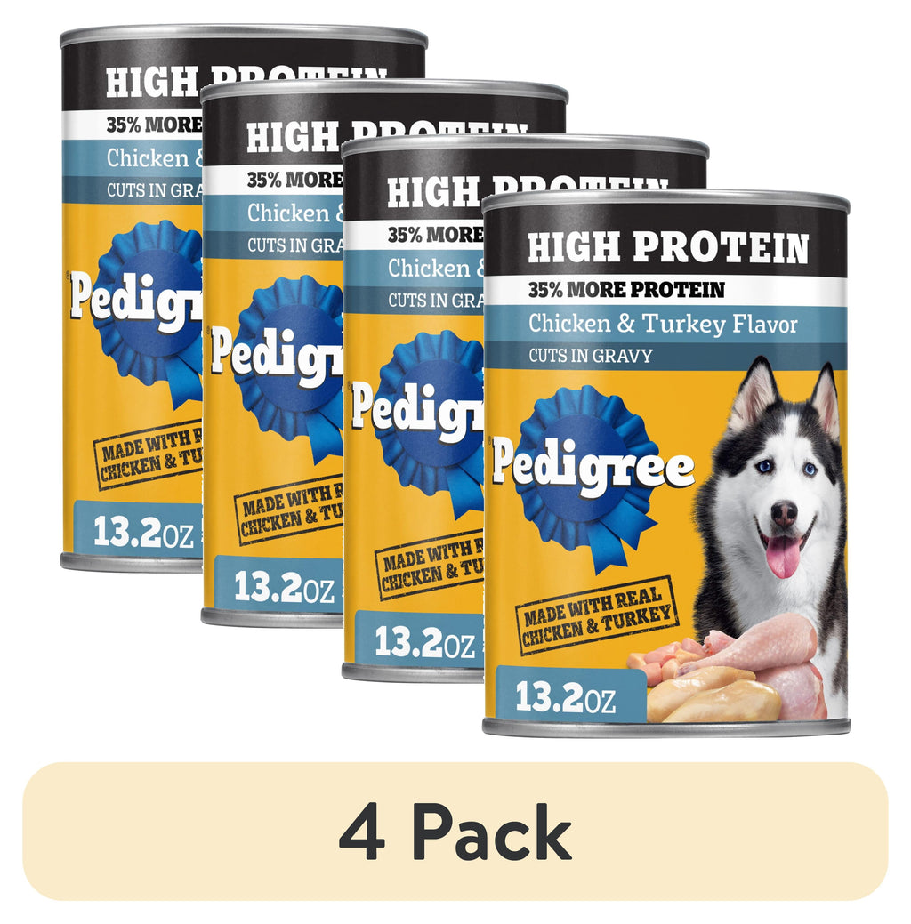 Pedigree High Protein Chicken & Turkey Flavor In Gravy Adult Soft Wet Dog Food - (12) 13.2 oz Cans - 4-Pack