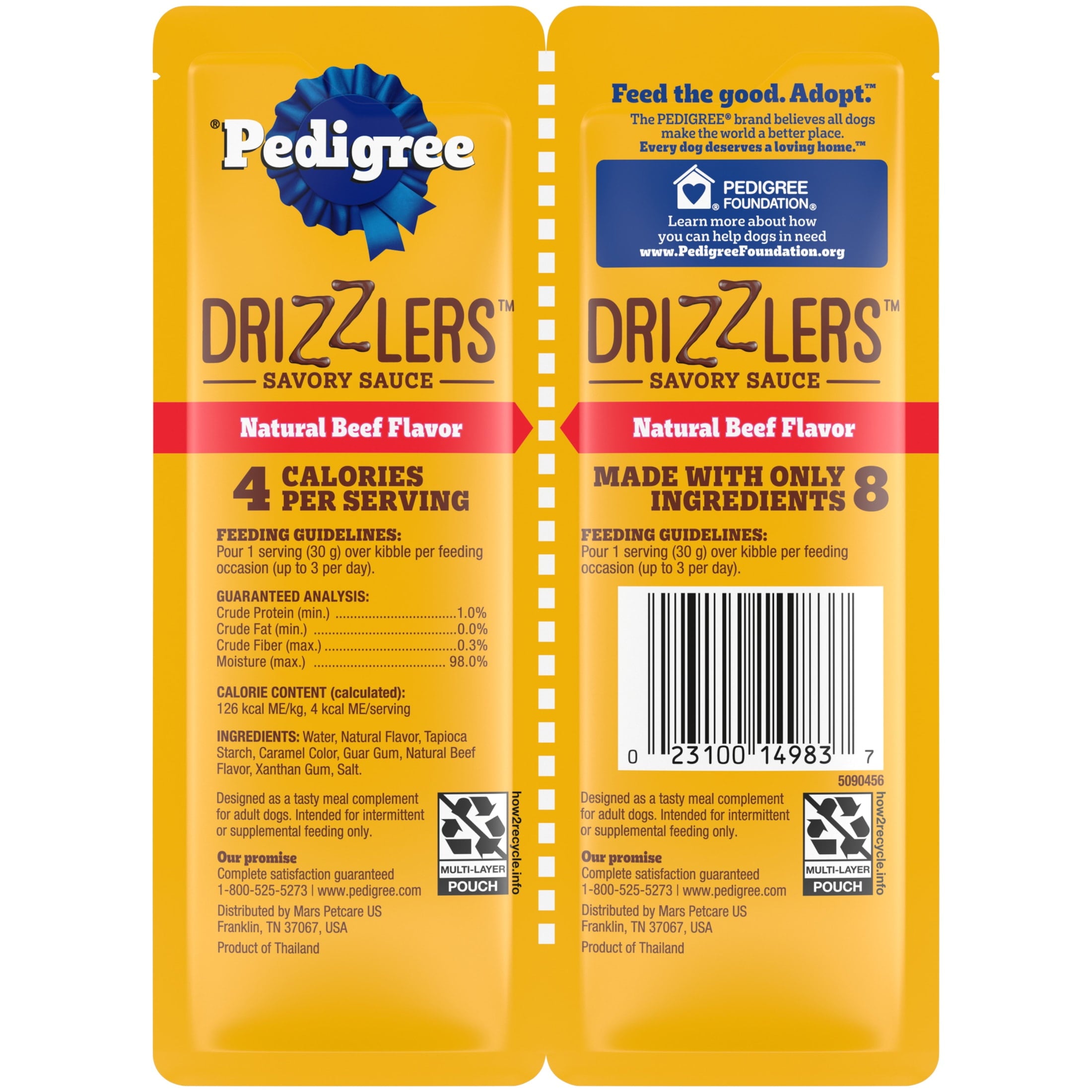 Pedigree Drizzlers Savory Sauce Natural Beef Flavor - 60g Twin Pouch (1 Count, 2 Servings Total)