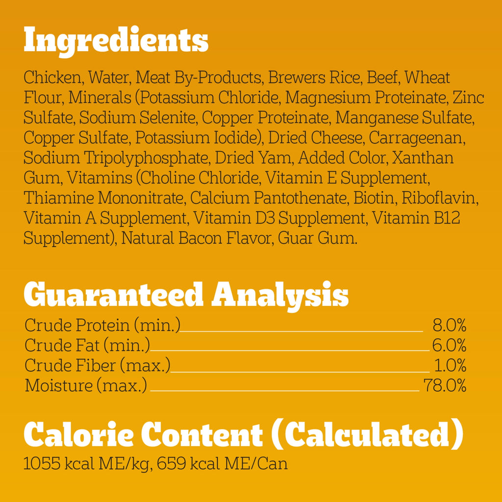 Pedigree Chopped Ground Dinner Beef Bacon & Cheese Flavor Adult Wet Dog Food - (12) 22 Oz Cans