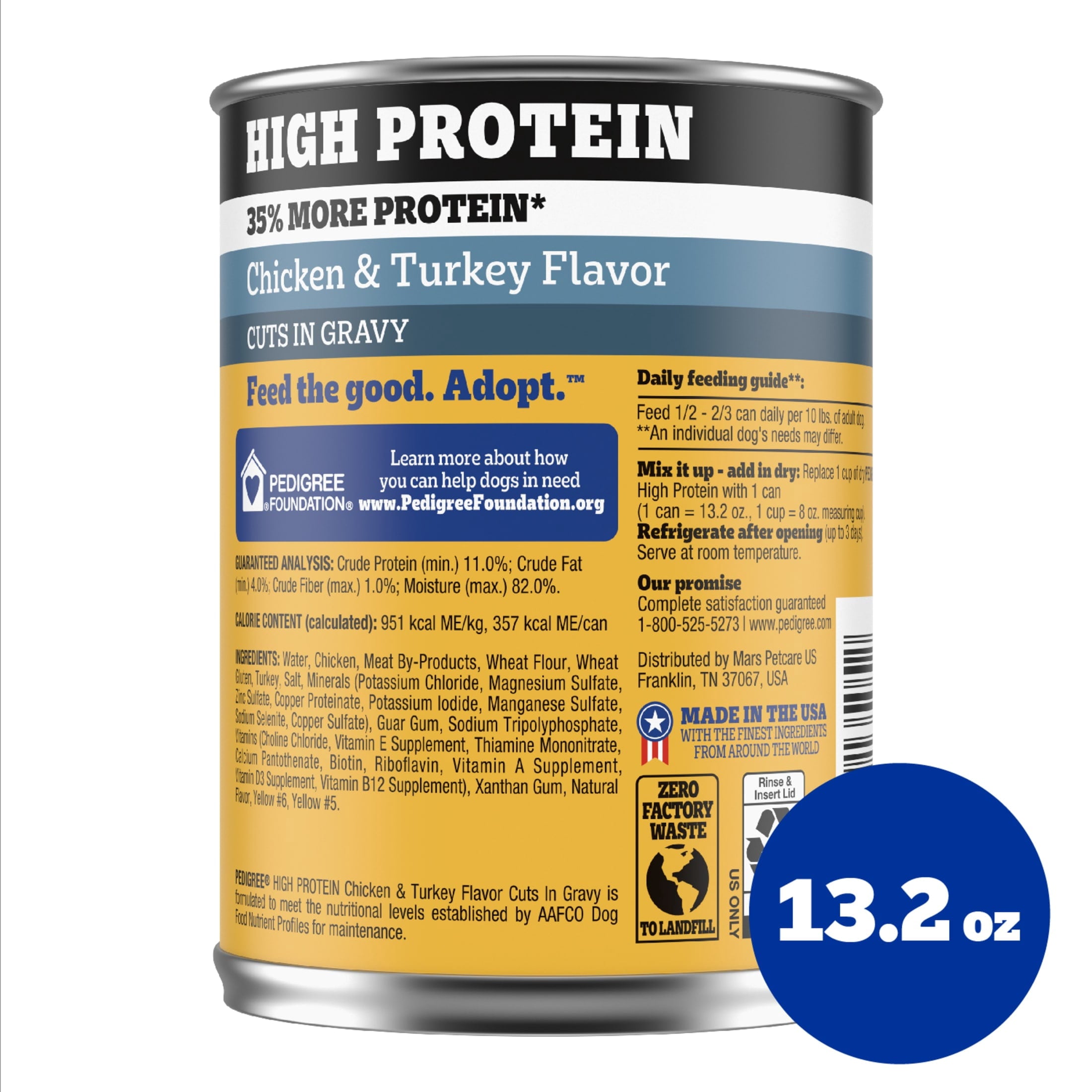 Pedigree High Protein Chicken & Turkey Flavor In Gravy Adult Soft Wet Dog Food - (12) 13.2 oz Cans - 3-Pack