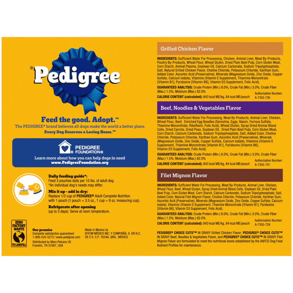 Pedigree Choice Cuts In Gravy Dog Food Variety Pack - 3.5 Oz Pouches, 18 Count