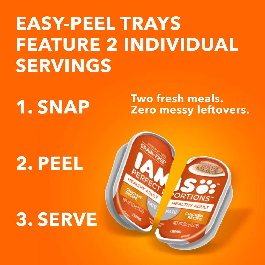 Iams Perfect Portions Healthy Adult Pate Wet Cat Food - Variety Recipe, 2.6 Oz Twin-Pack Trays24 Ct