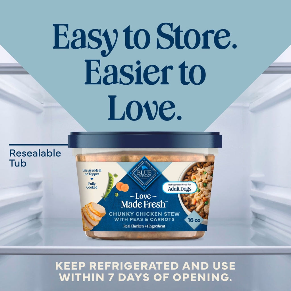 Blue Buffalo Love Made Fresh Dog Food - Refrigerated, Chunky Chicken Stew, 1-lb Tub
