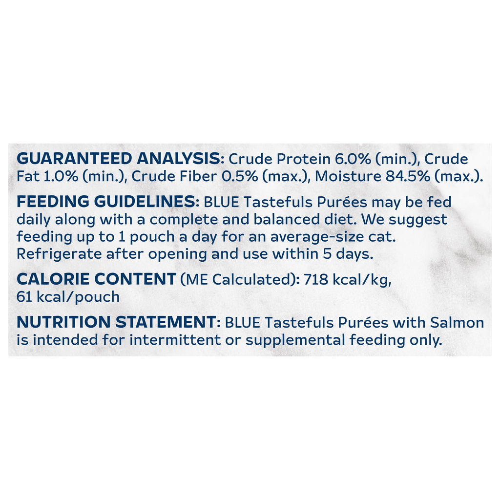 Blue Buffalo Tastefuls Adult Cat Natural Purees - Salmon 3-oz Resealable Twist Cap Pouch