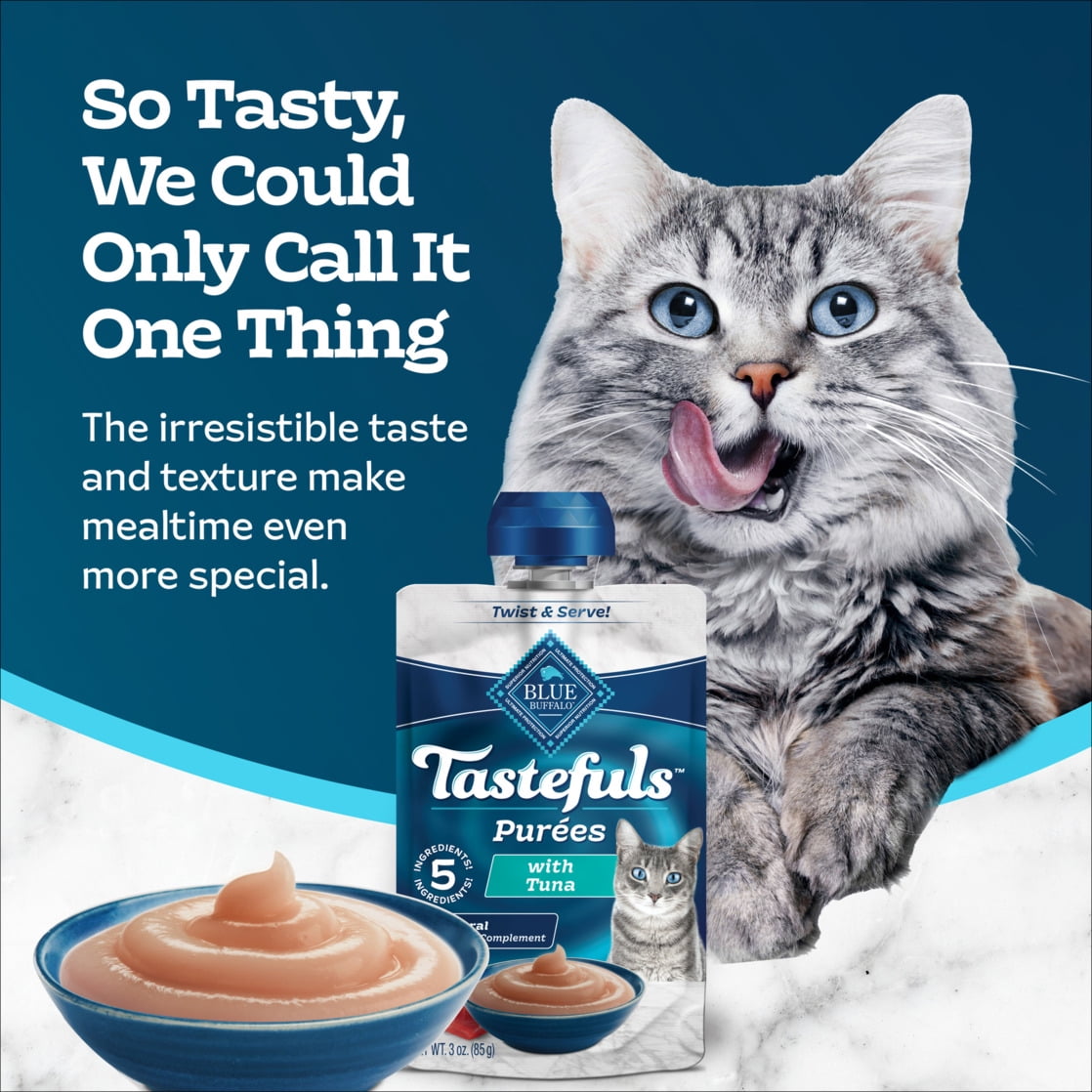 Blue Buffalo Tastefuls Adult Cat Natural Purées - Tuna 3-oz Resealable Twist Cap Pouch