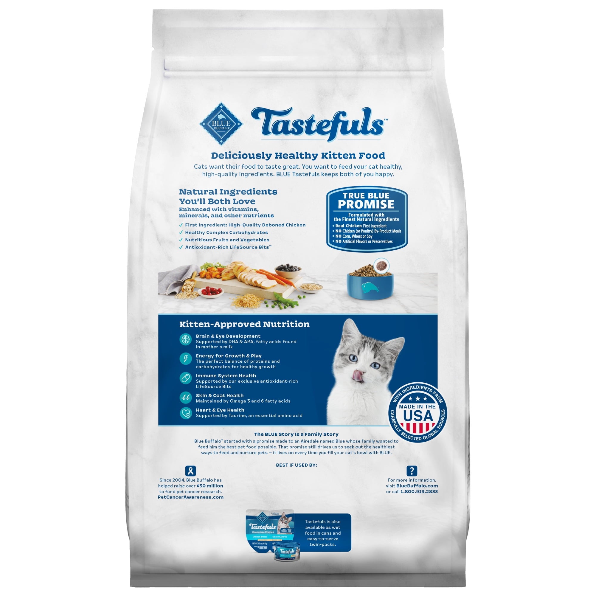 Blue Buffalo Tastefuls Kitten Natural Dry Cat Food - Chicken Recipe, 3-lb. Bag